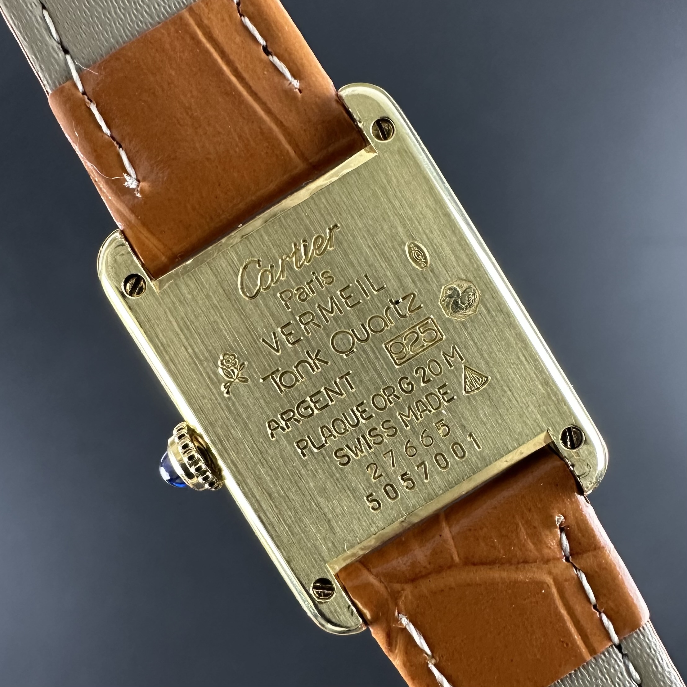 Vintage Cartier Must Tank Vermeil SM Roman Numerals 5057001 - 20,5mm - 1990s