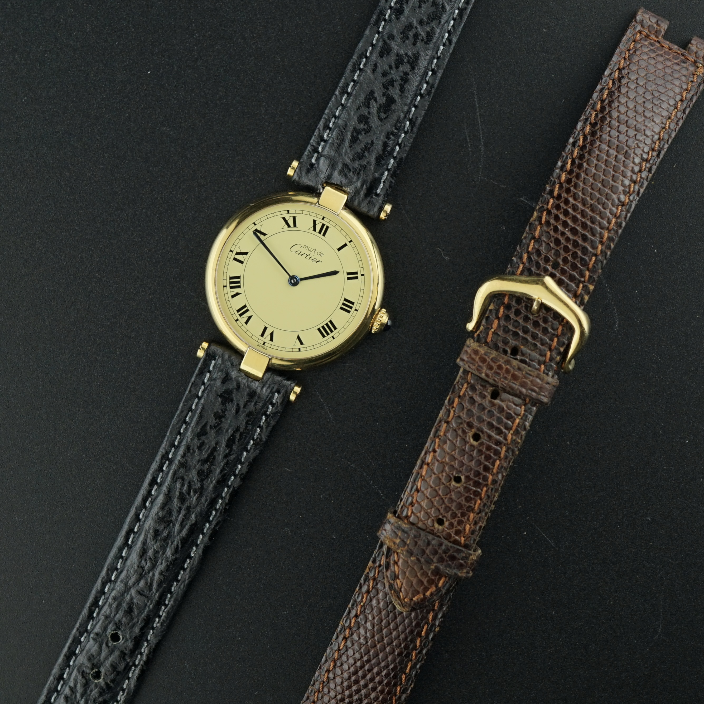 Vintage Cartier Vendome Vermeil LM Roman Dial Quartz 590003 - 30mm - 1990s