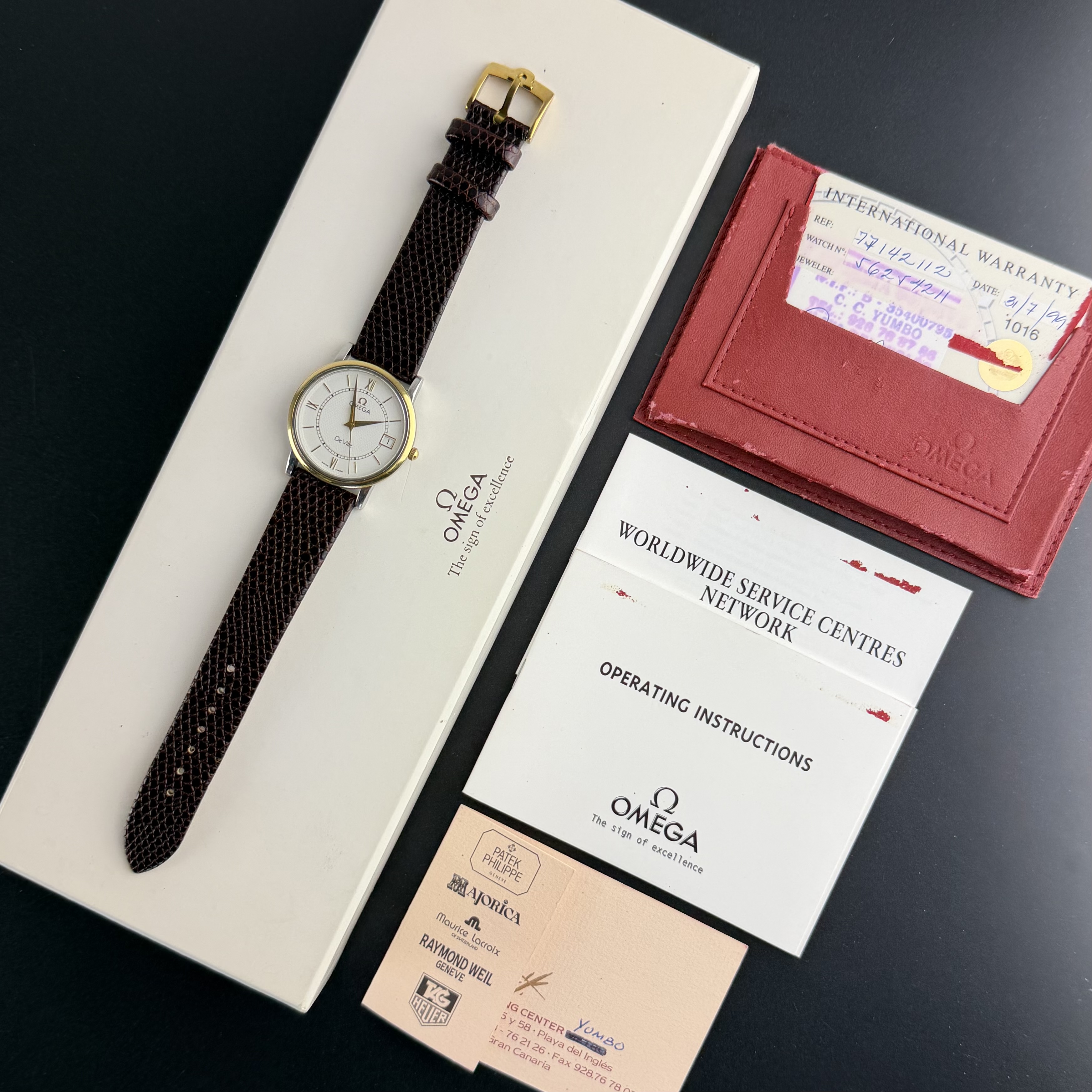 Vintage Omega De Ville Quartz 18k Solid Yellow Gold Bezel 196.2532 - 33mm - 1998 Box Papers
