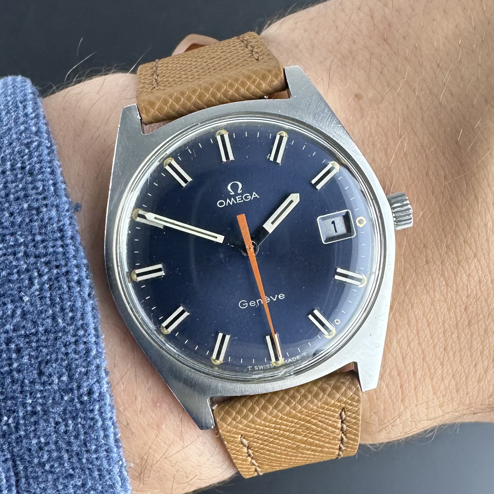 Vintage Omega Genève Blue Tritium dial Manual Wind 136.041 - 34,5mm - 1968
