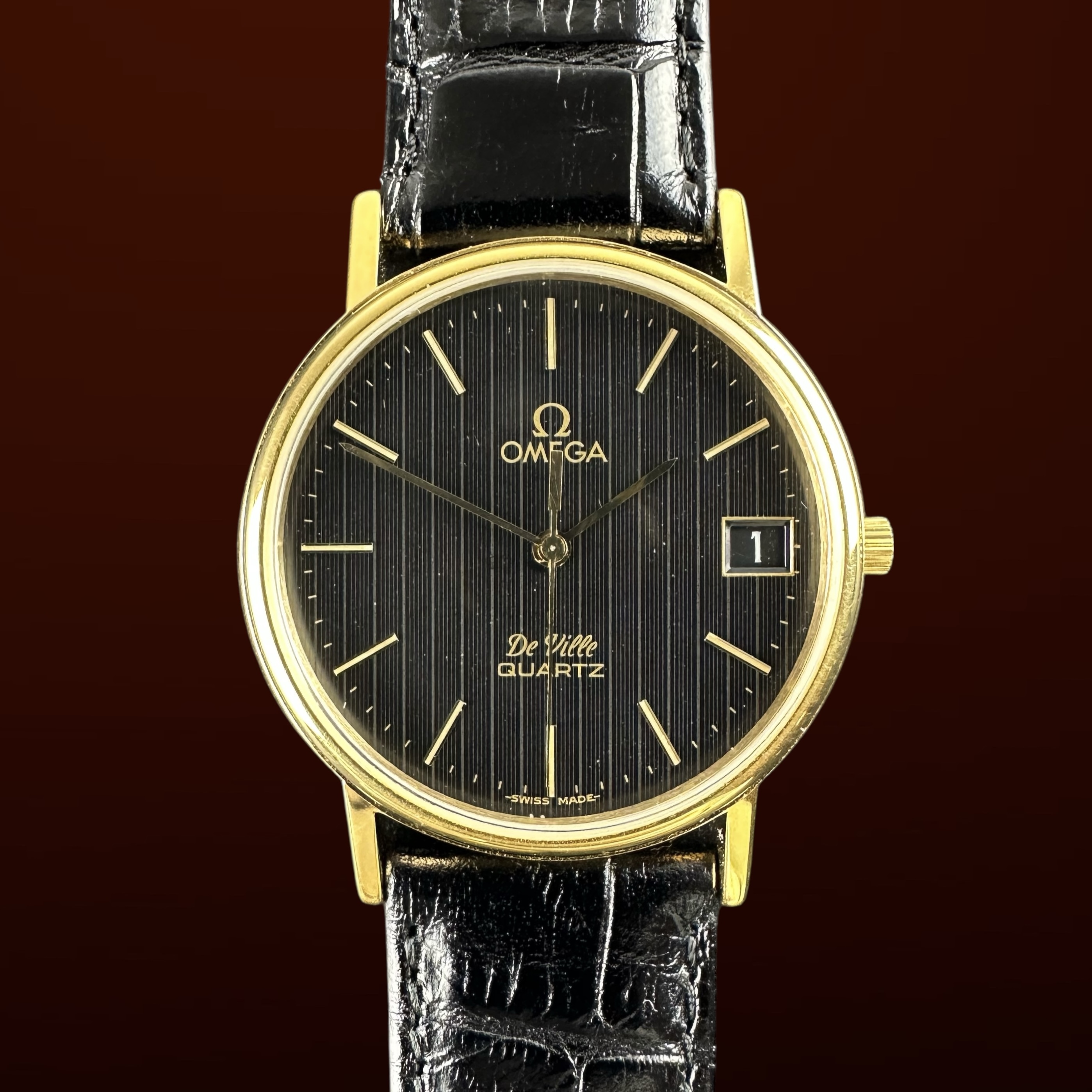 Vintage Omega De Ville Quartz Black Dial 192.0056 - 32,5mm - 1979