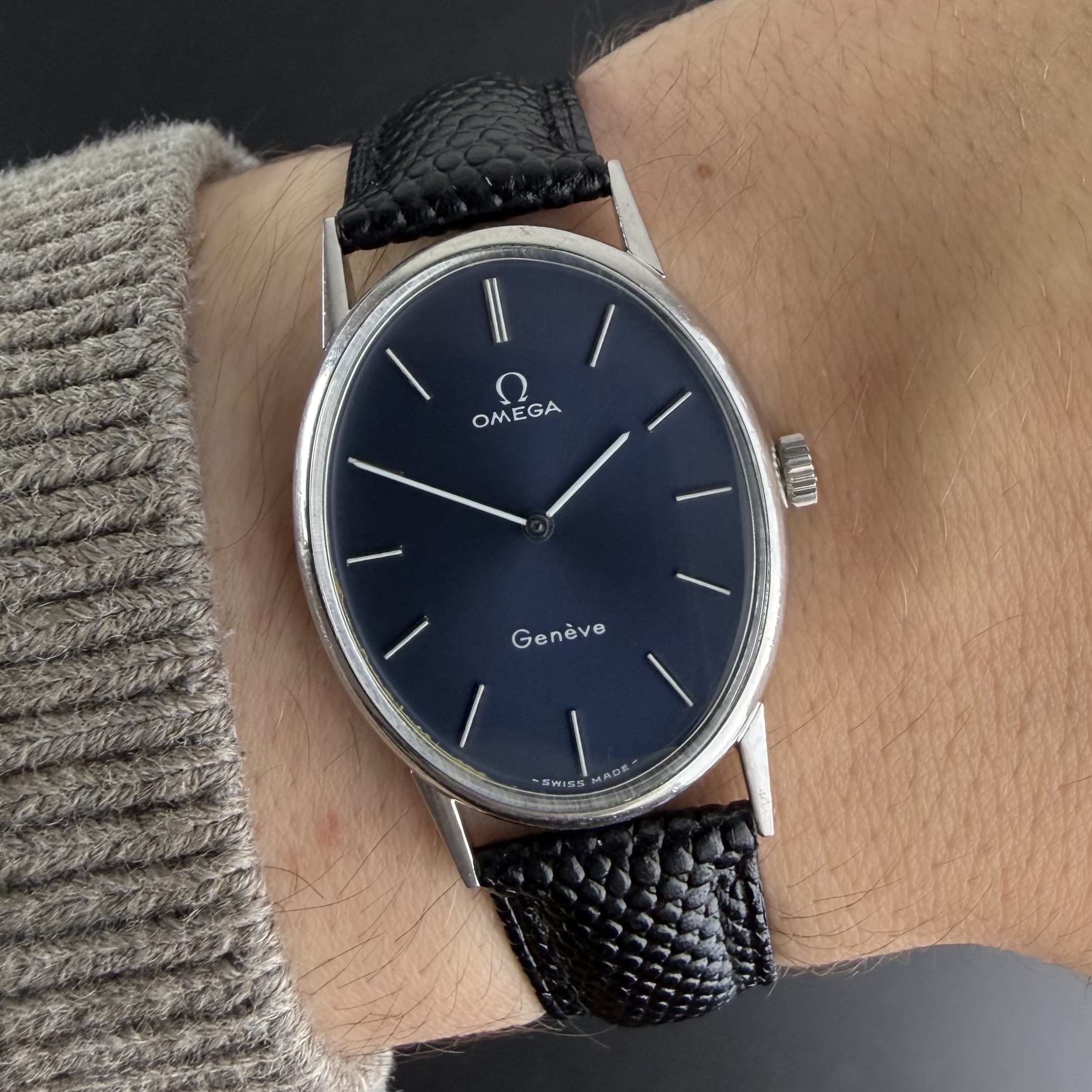 Vintage Omega Genève Ellipse White Gold Plated Blue dial 511.416 - 27mm - 1972