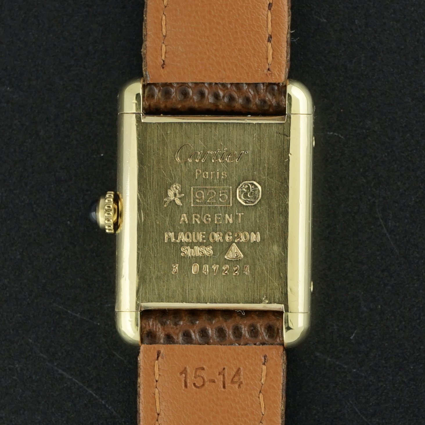 Vintage Cartier Tank Vermeil SM Manual Wind Wood Dial 20,5mm - 1990s