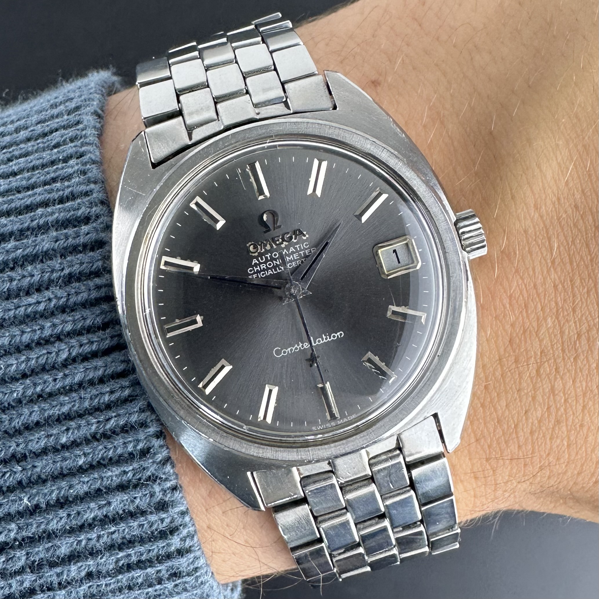 Vintage Omega Constellation Chronometer Silver dial on Brick bracelet 168.017 - 35mm - 1968