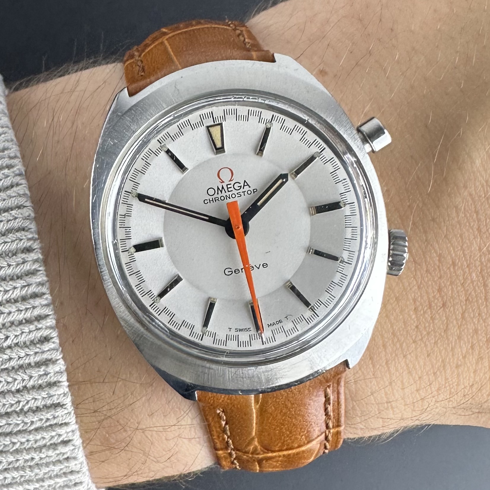 Vintage Omega Genève Chronostop White Dial 145.009 - 35mm - 1968