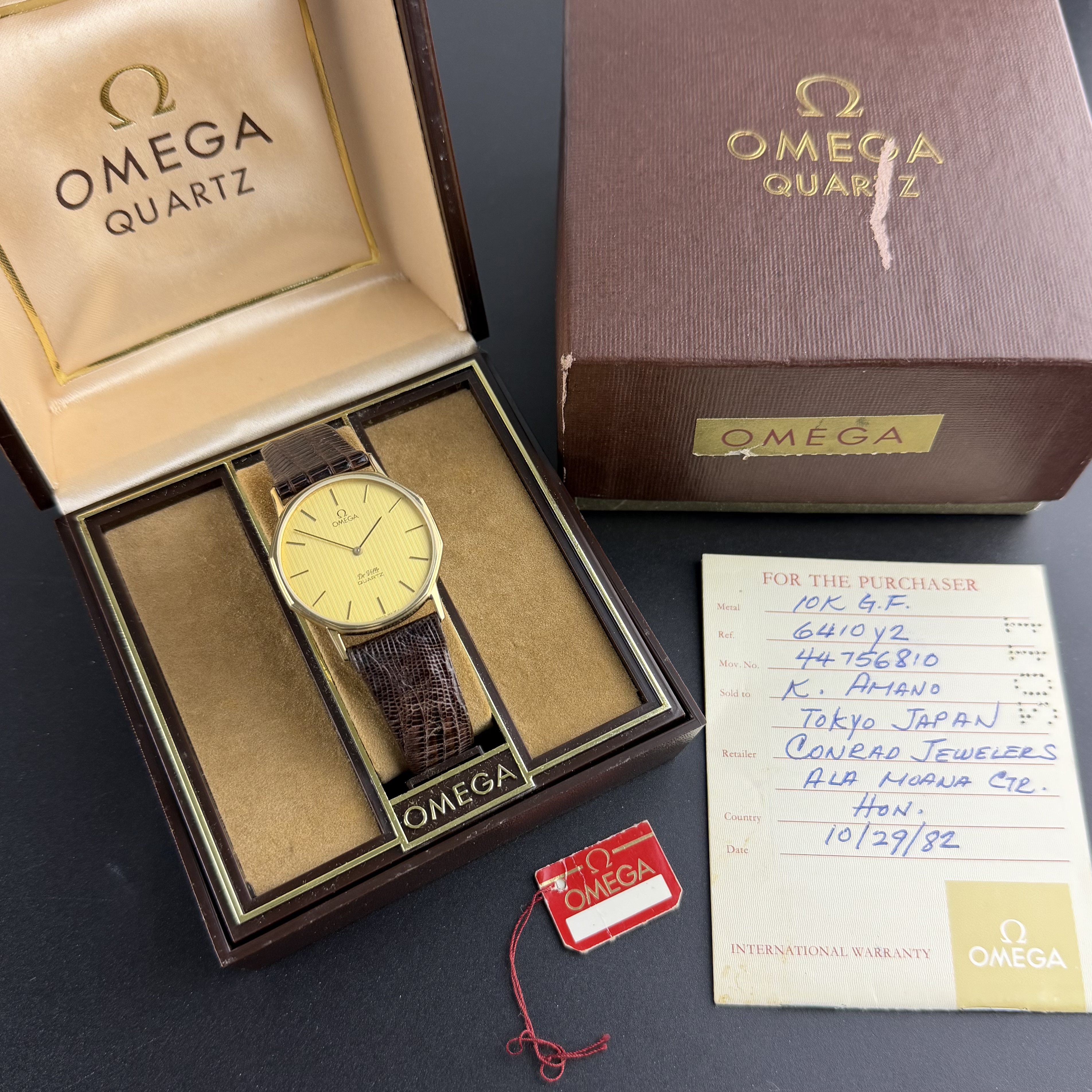 Vintage Omega De Ville Quartz 10k Gold Filled Full Original Set 195.3002 - 32mm - 1979