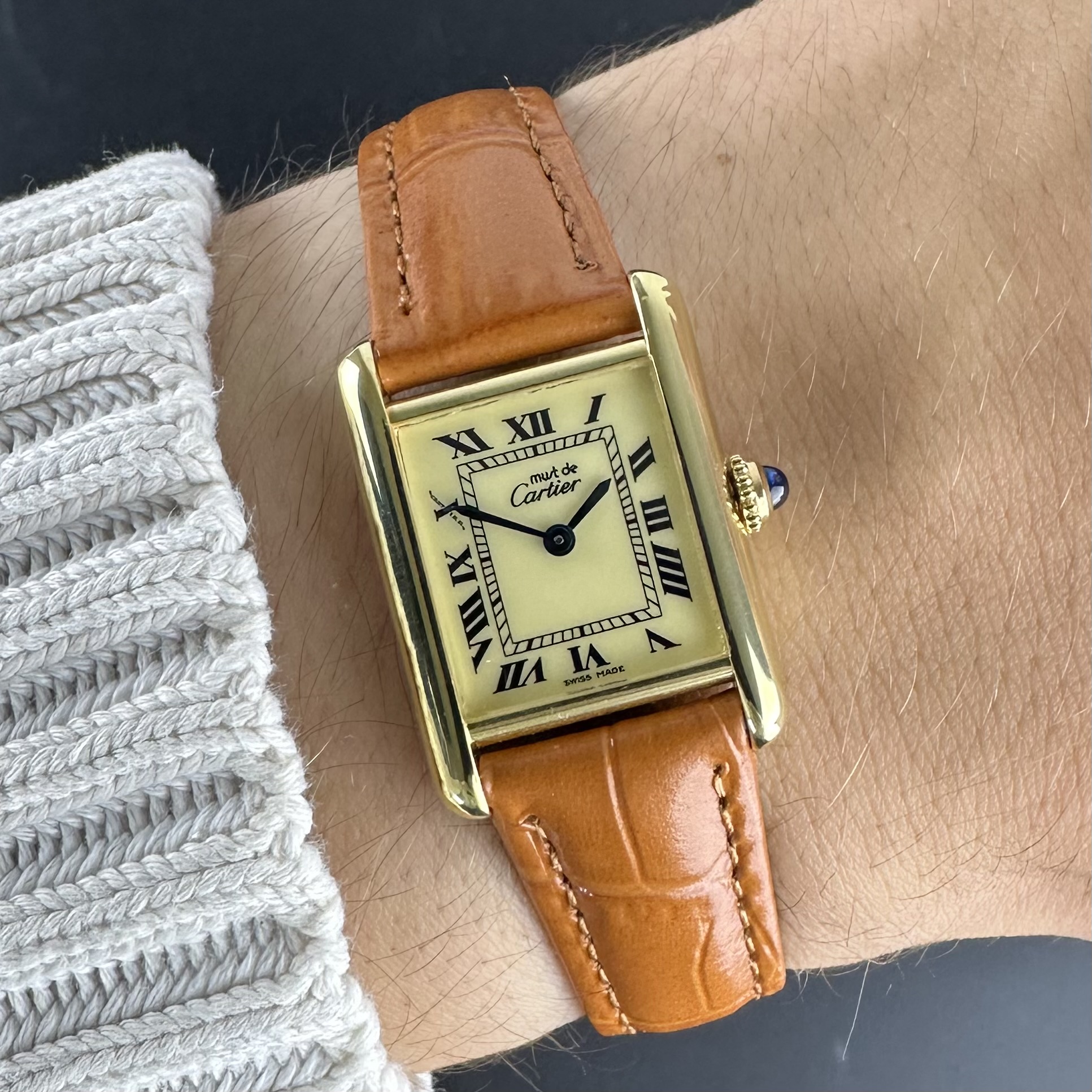 Vintage Cartier Must Tank Vermeil SM Roman Numerals 5057001 - 20,5mm - 1990s