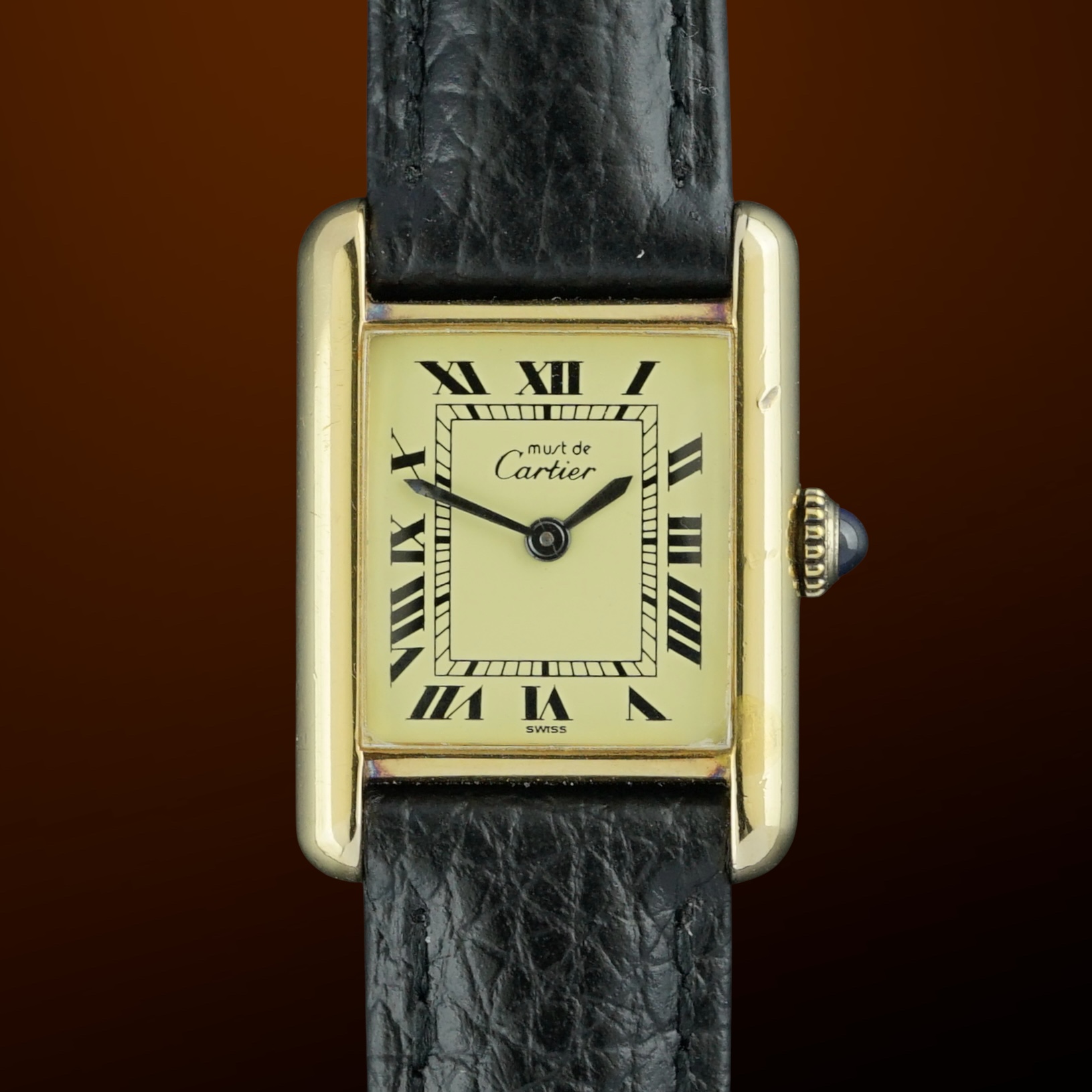 Vintage Cartier Tank Vermeil SM Manual Wind Roman dial 20,5mm - 1990s