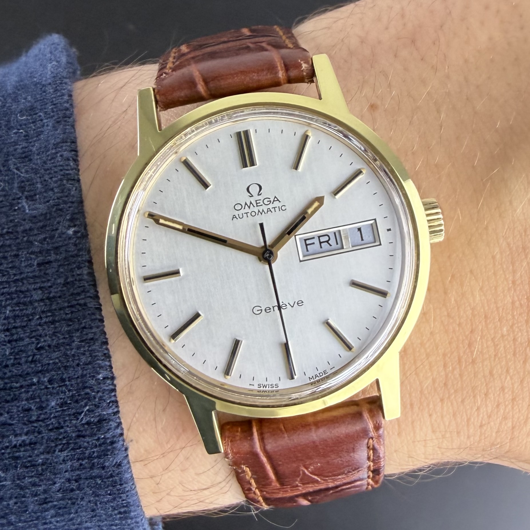 Vintage Omega Genève DayDate Automatic Gold Plated 166.0117 - 35mm - 1972