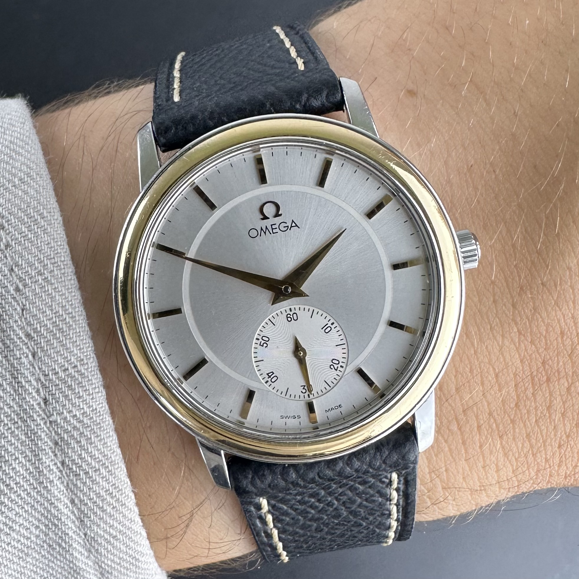 Vintage Omega Prestige De Ville Two-Tone Small Seconds 125.0150 - 34,5mm - 1993 + Card