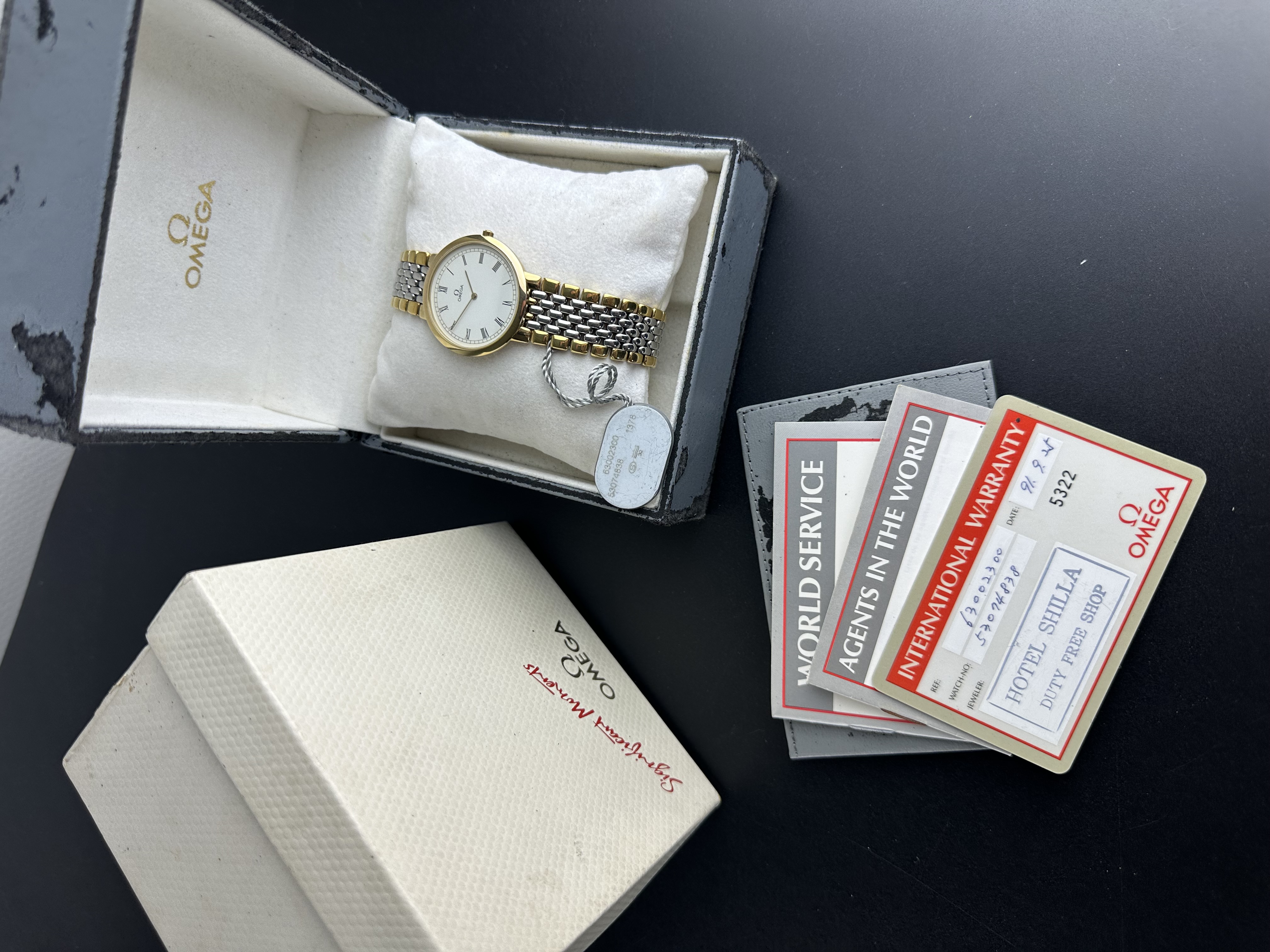 Vintage Omega De Ville “Ile de France” Roman 395.0875.2 - 32,5mm - 1991 + Box Papers