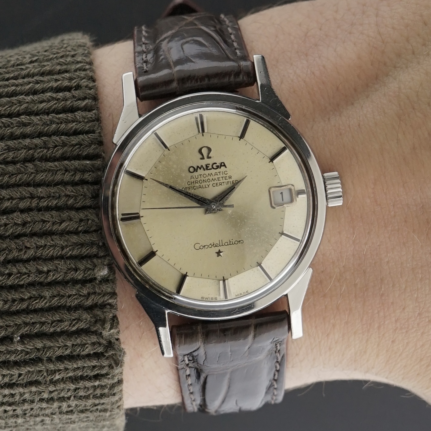 Vintage Omega Constellation Chronometer “Pie Pan” “Dog Leg” Patina dial 168.005 - 34mm - 1966