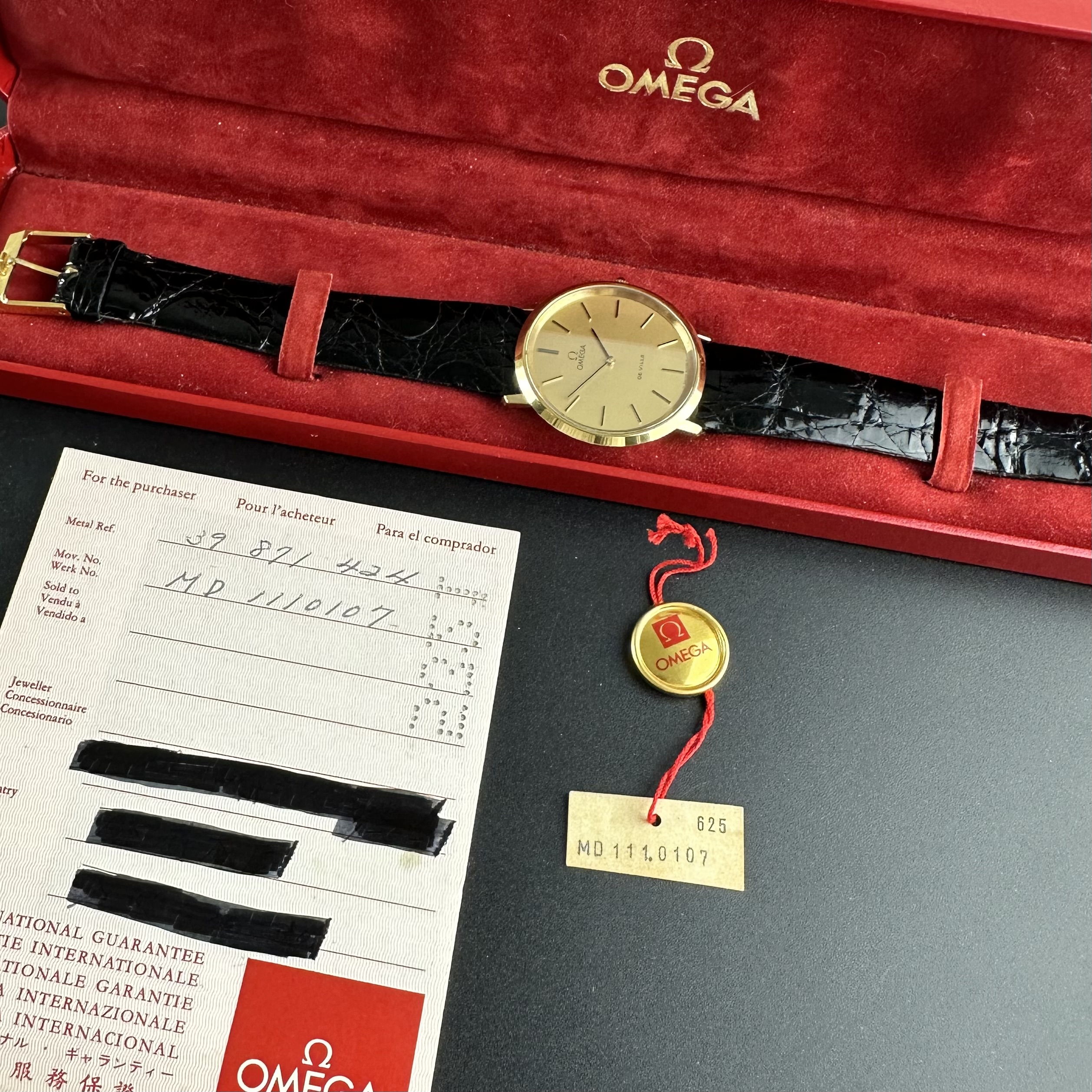 Vintage Omega De Ville Gold Plated 111.0107 - 33mm - 1975 Box, Papers, Tag