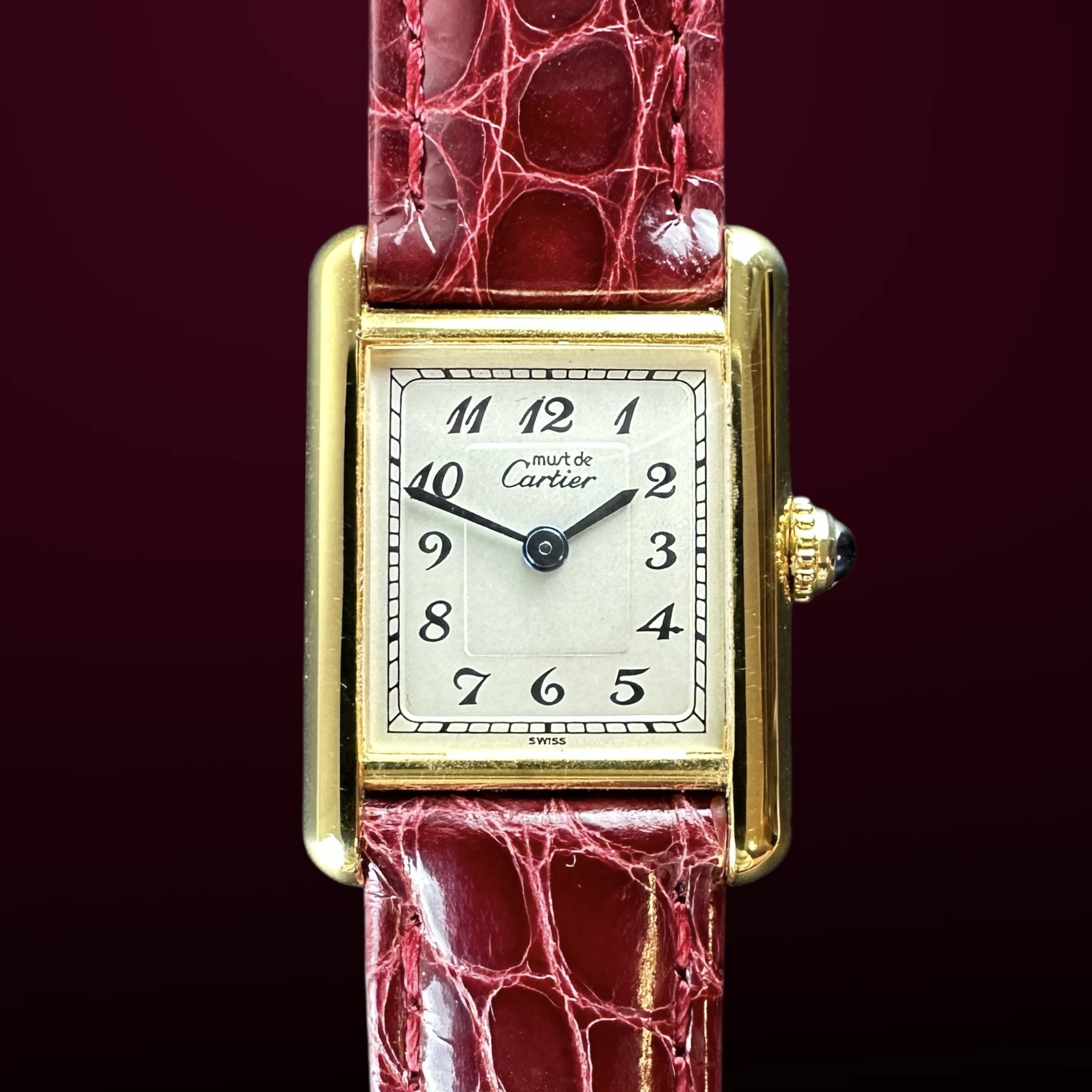 Vintage Cartier Tank Vermeil SM Arabic Numerals dial Quartz 5057001 - 20,5mm - 1990s