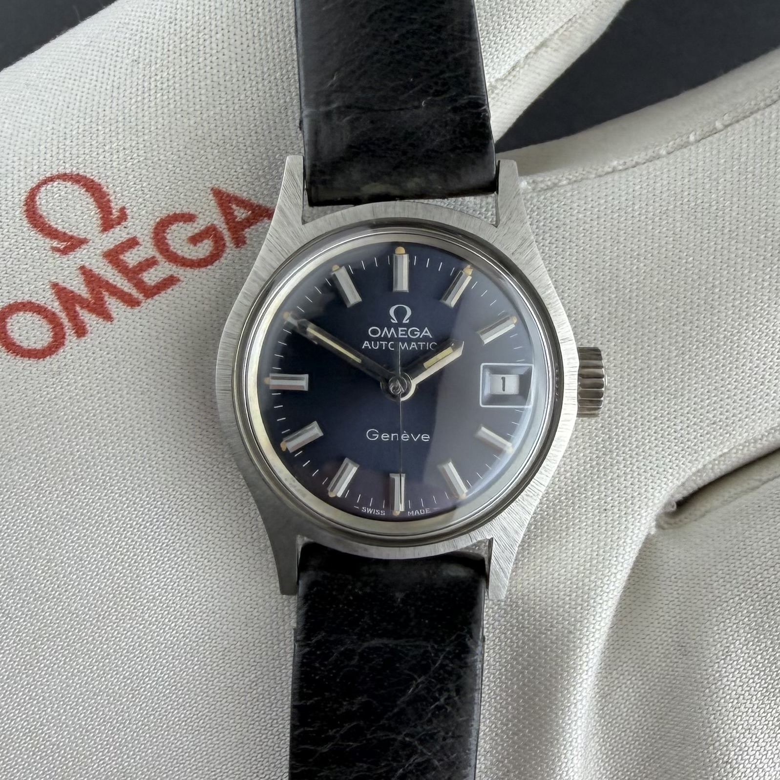 Vintage Omega Genève Automatic Lady Blue Dial 566.021 - 23mm - 1970 + Box