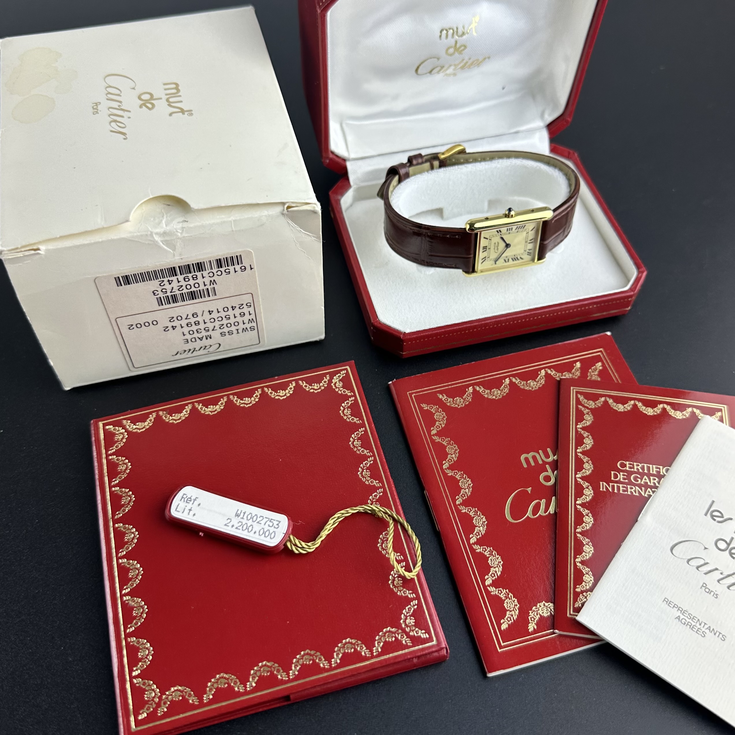 Vintage Cartier Tank Vermeil LM Large Quartz 681008 - 23mm - 1990s + Box Papers