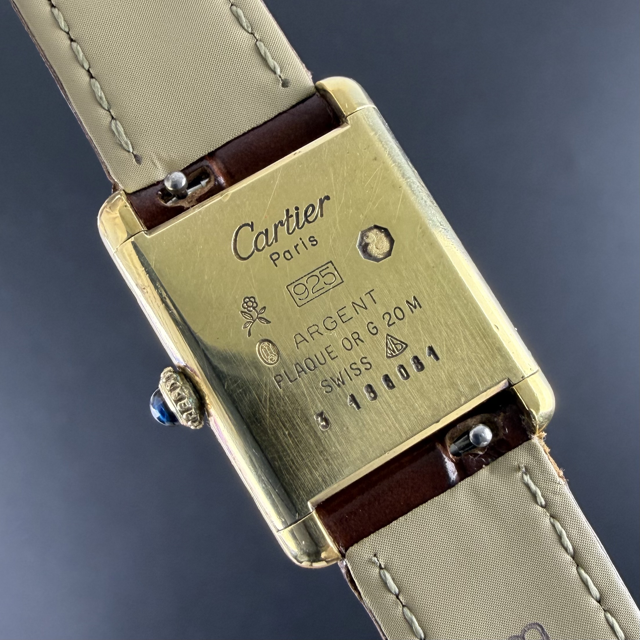 Vintage Cartier Tank Vermeil Must SM Lady Wood Dial 20,5mm - 1990s