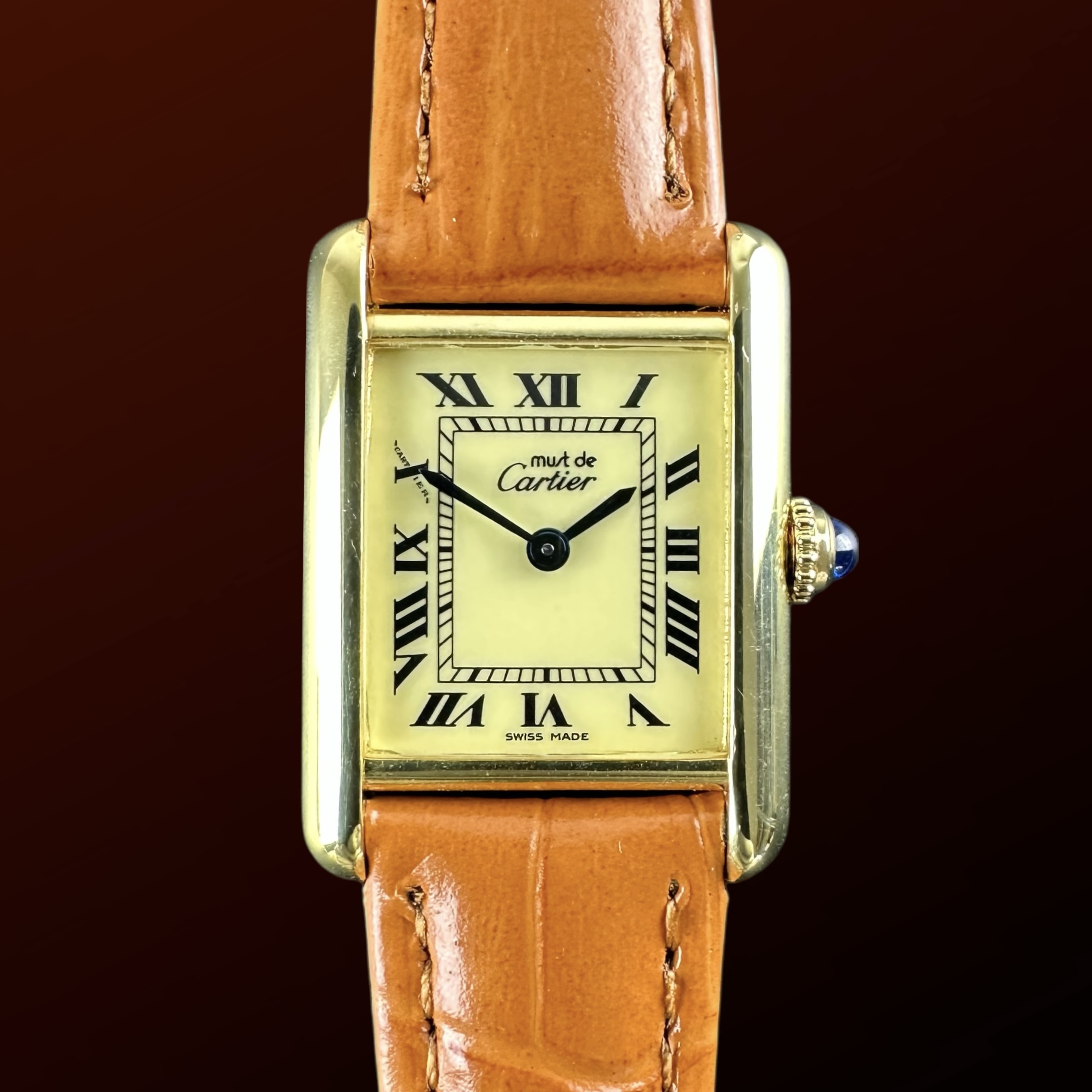 Vintage Cartier Must Tank Vermeil SM Roman Numerals 5057001 - 20,5mm - 1990s