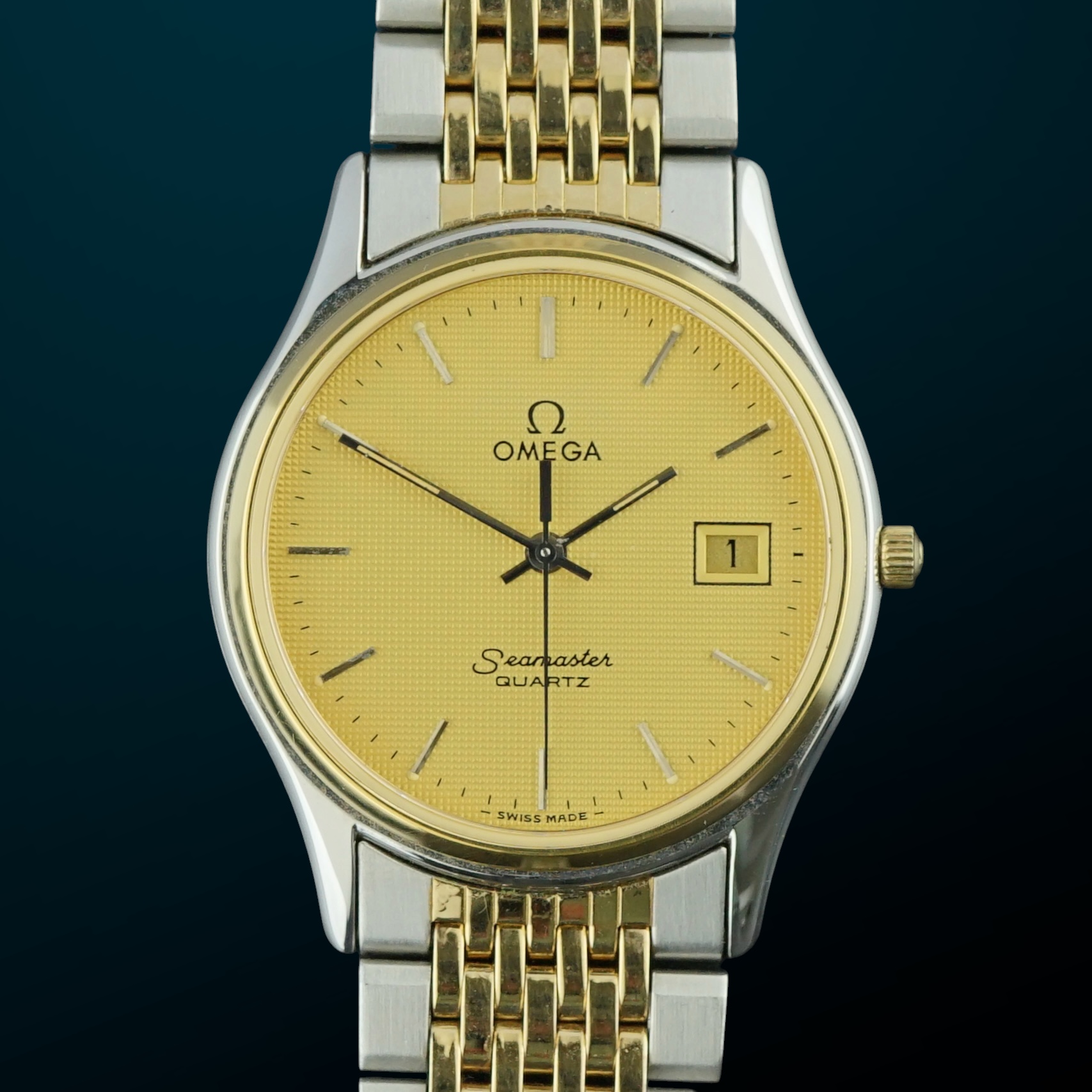 Vintage Omega Seamaster Brest Two-Tone Quartz 196.0251 / 396.1010 - 33mm - 1982 FULL SET