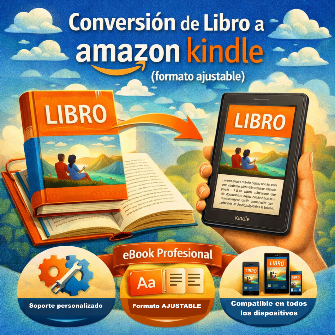 Servicio de conversión de libro a Amazon Kindle (formato ajustable)
