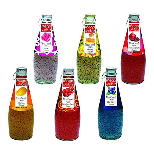 Boisson de graines de basilic Megabiz dans différentes saveurs
