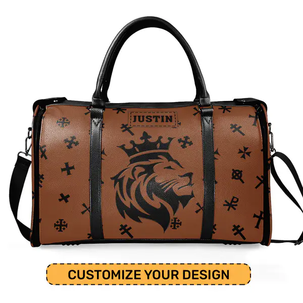 Lion - Personalized Leather Duffle Bag