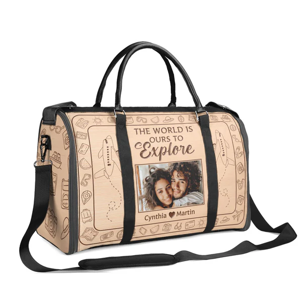 The Worls Is Ours To Explore - Personalized Leather Duffle Bag