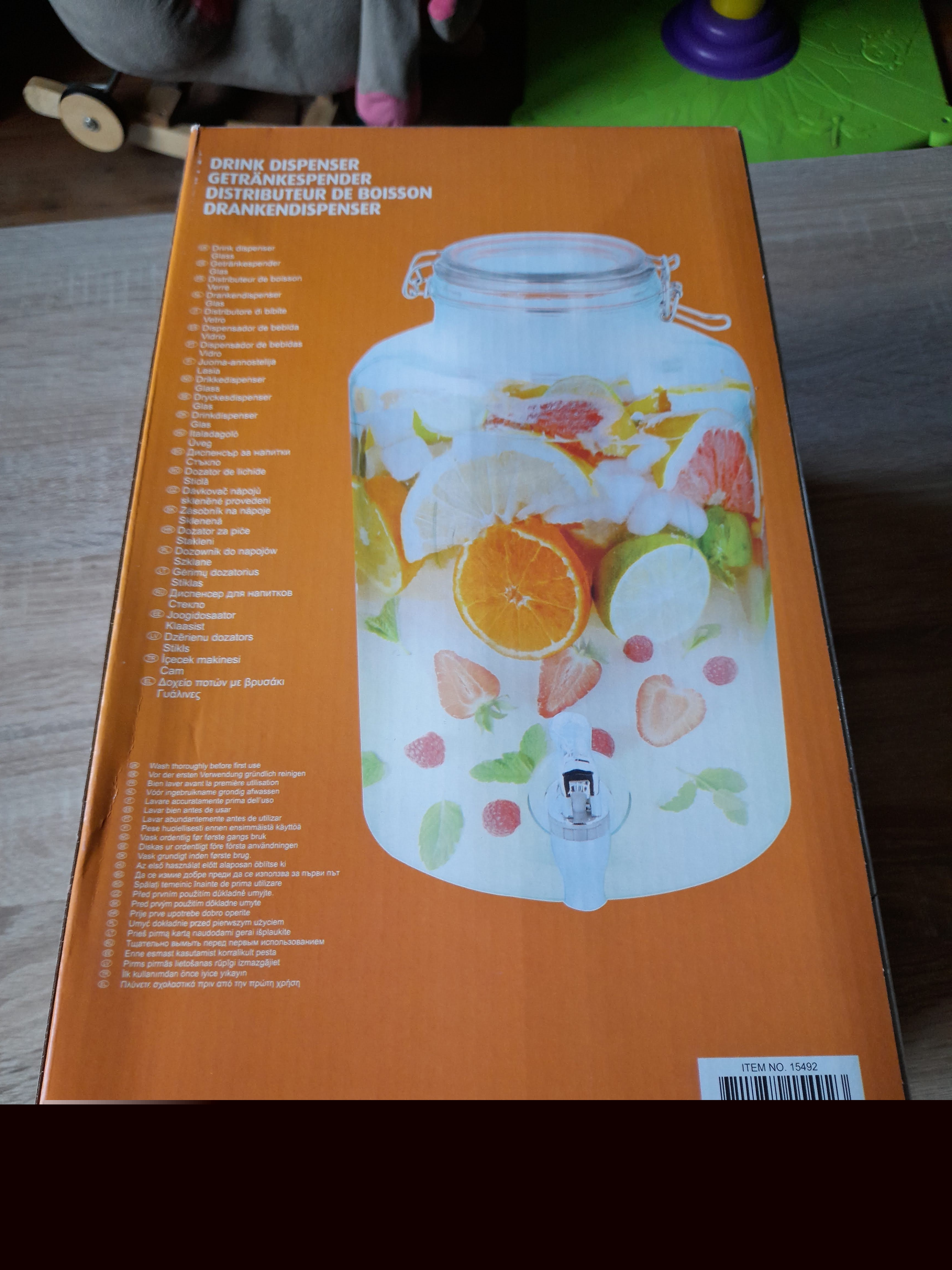 8L stiklinis indas su kranu vandeniui, limonadui, sultims