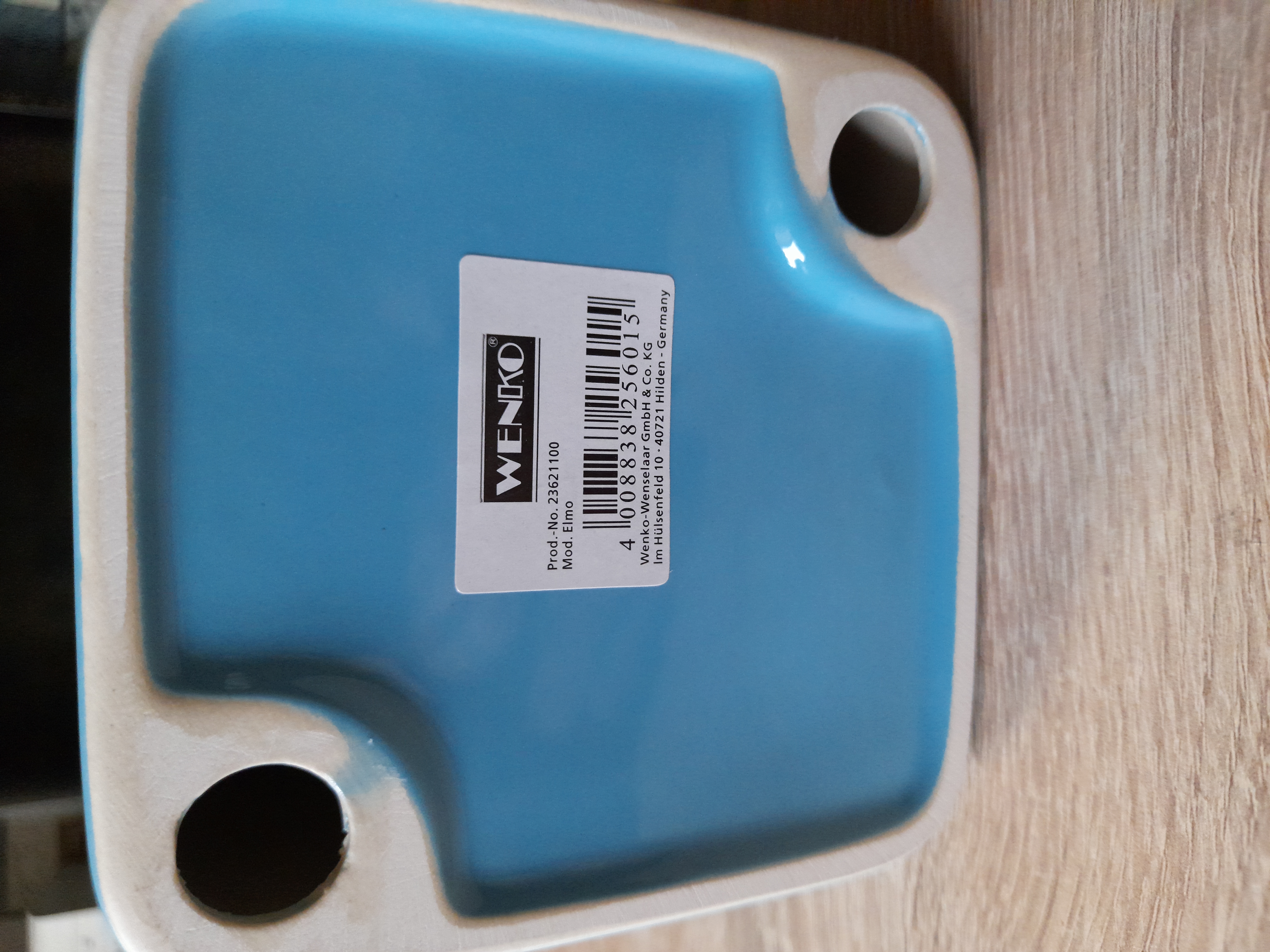 WENKO tualeto komplektas Elmo blue ceramic - klozeto šepetėlio laikiklis su silikoniniu šepetėliu, keraminis, 12 x 39,5 x 12 cm, mėlynas