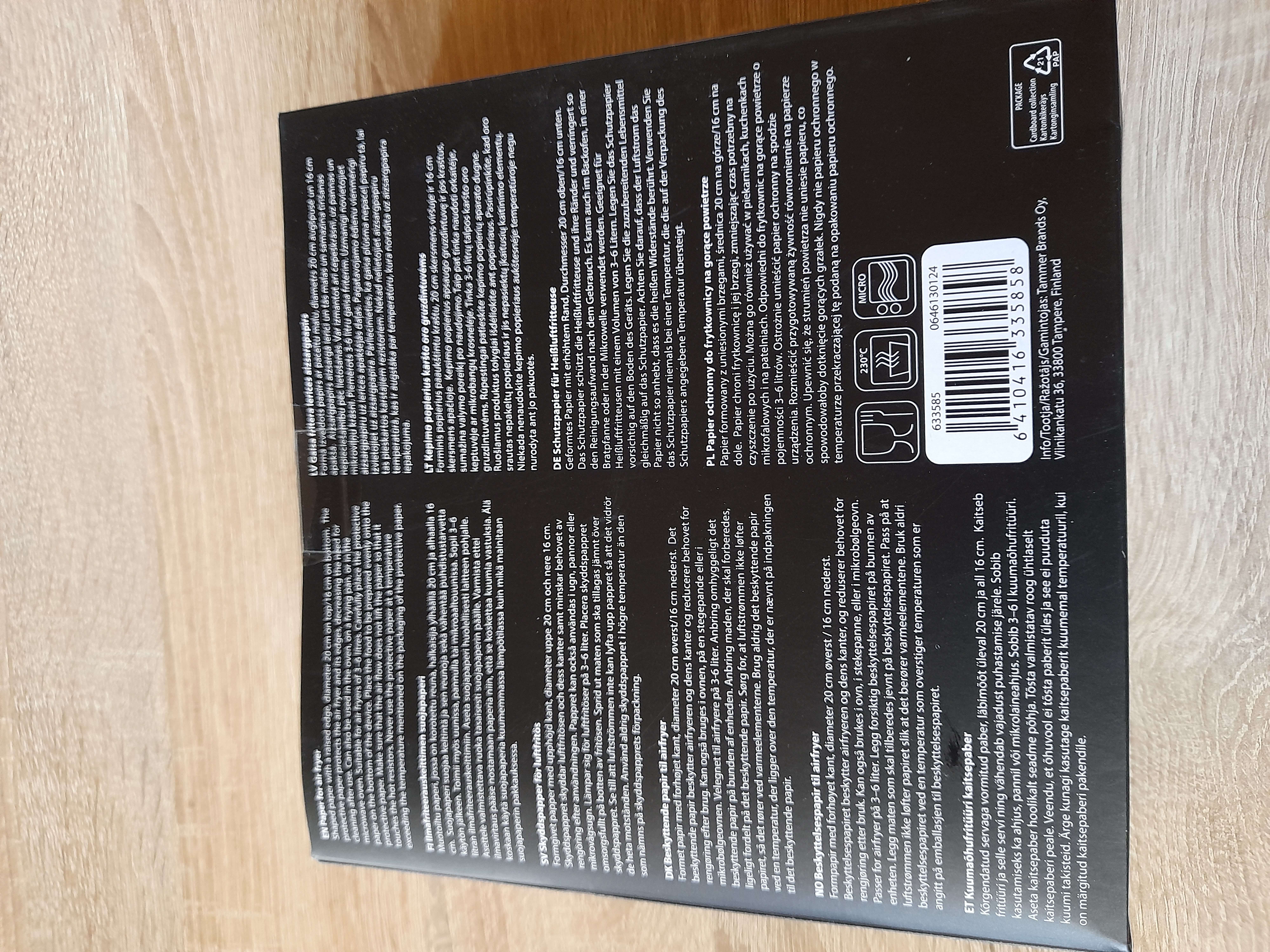 Saana Airfryer Kepimo popierius 30 vnt - 20 x 5 cm.