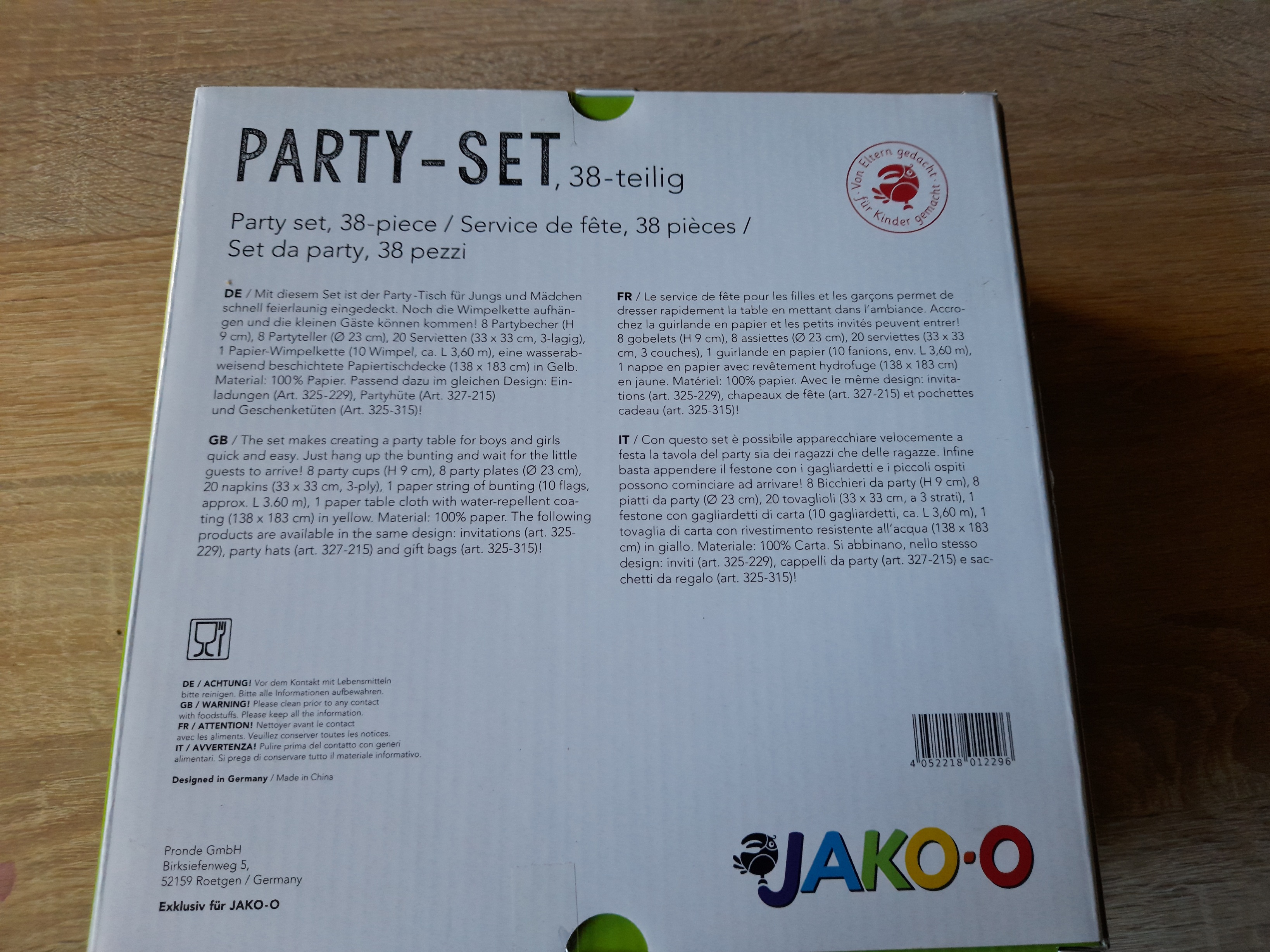 JAKO-O vakarėlių rinkinys, 38 vnt