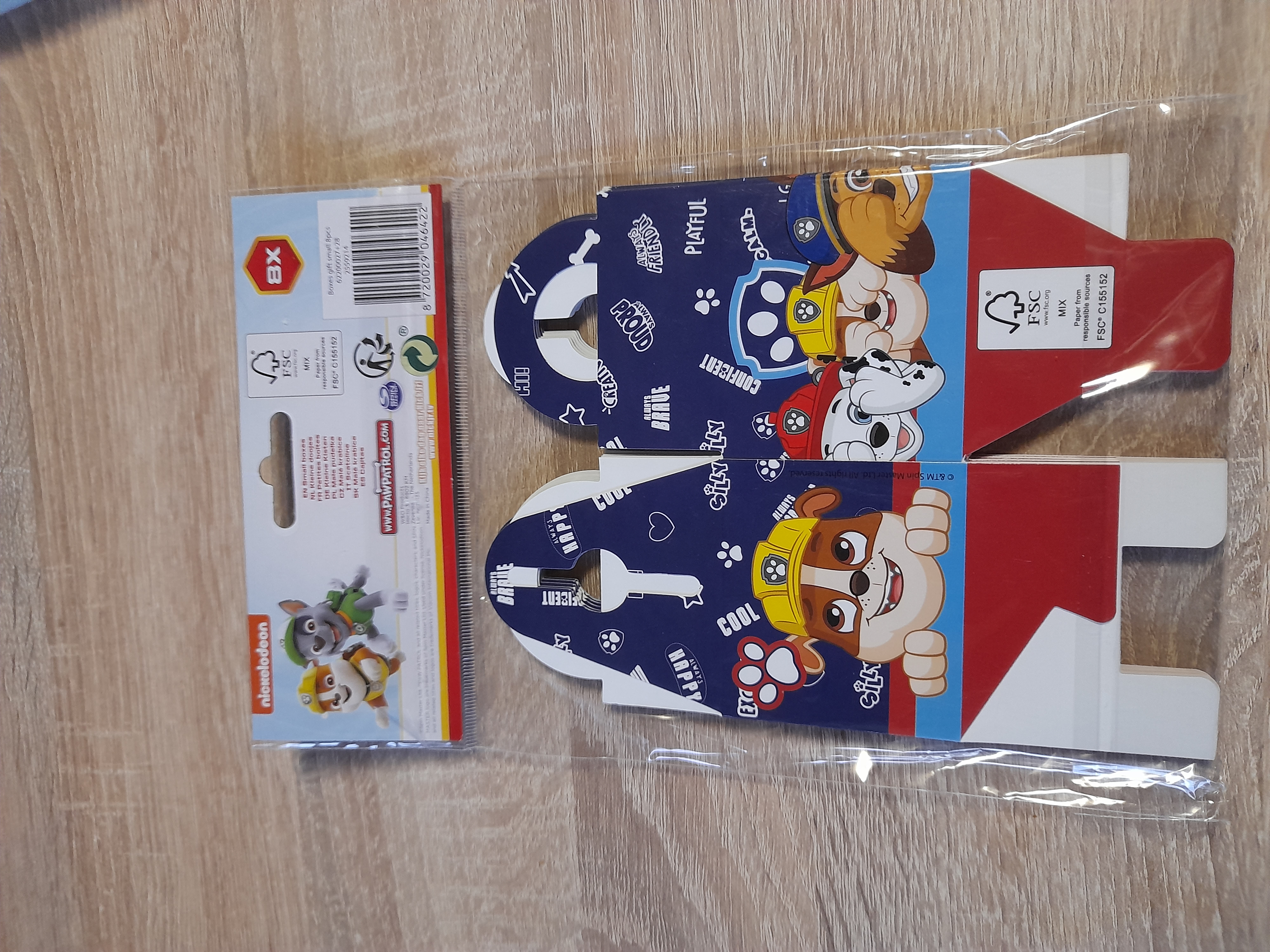 Dėžutės skanuminams Paw Patrol 8 vnt. 6,5x6,5x5,5 cm.
