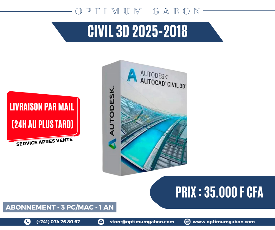 CIVIL 3D - Licence éducative annuelle - 3 appareils (PC/MAC)