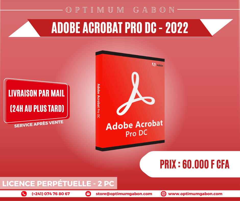Adobe Acrobat Pro DC - 2022 - Licence perpétuelle - 2 PC
