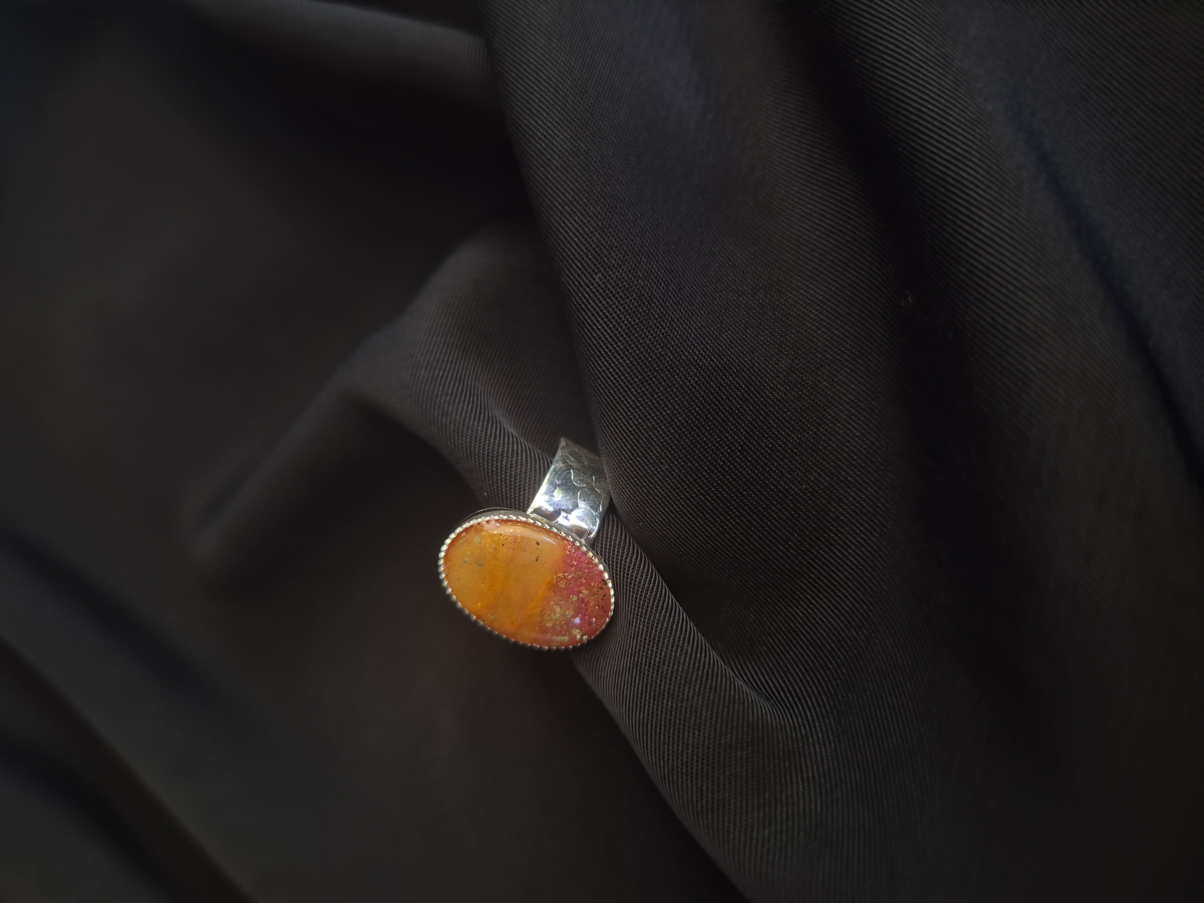 Bague ovale ajustable – plaquée argent fin 999