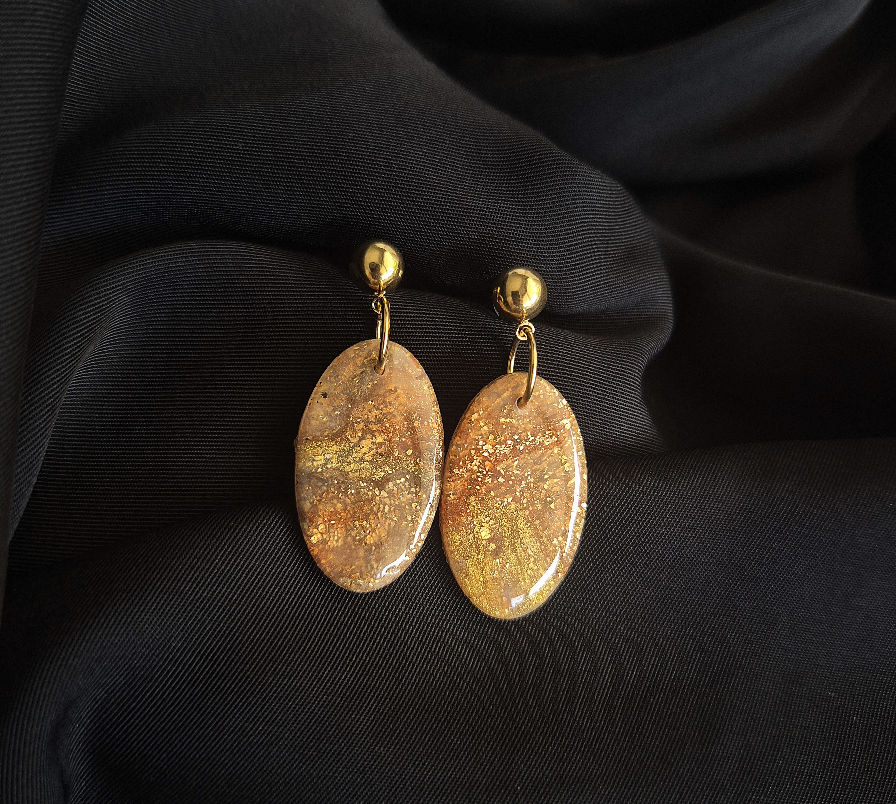 Boucles d’oreilles dorées or fin 24K