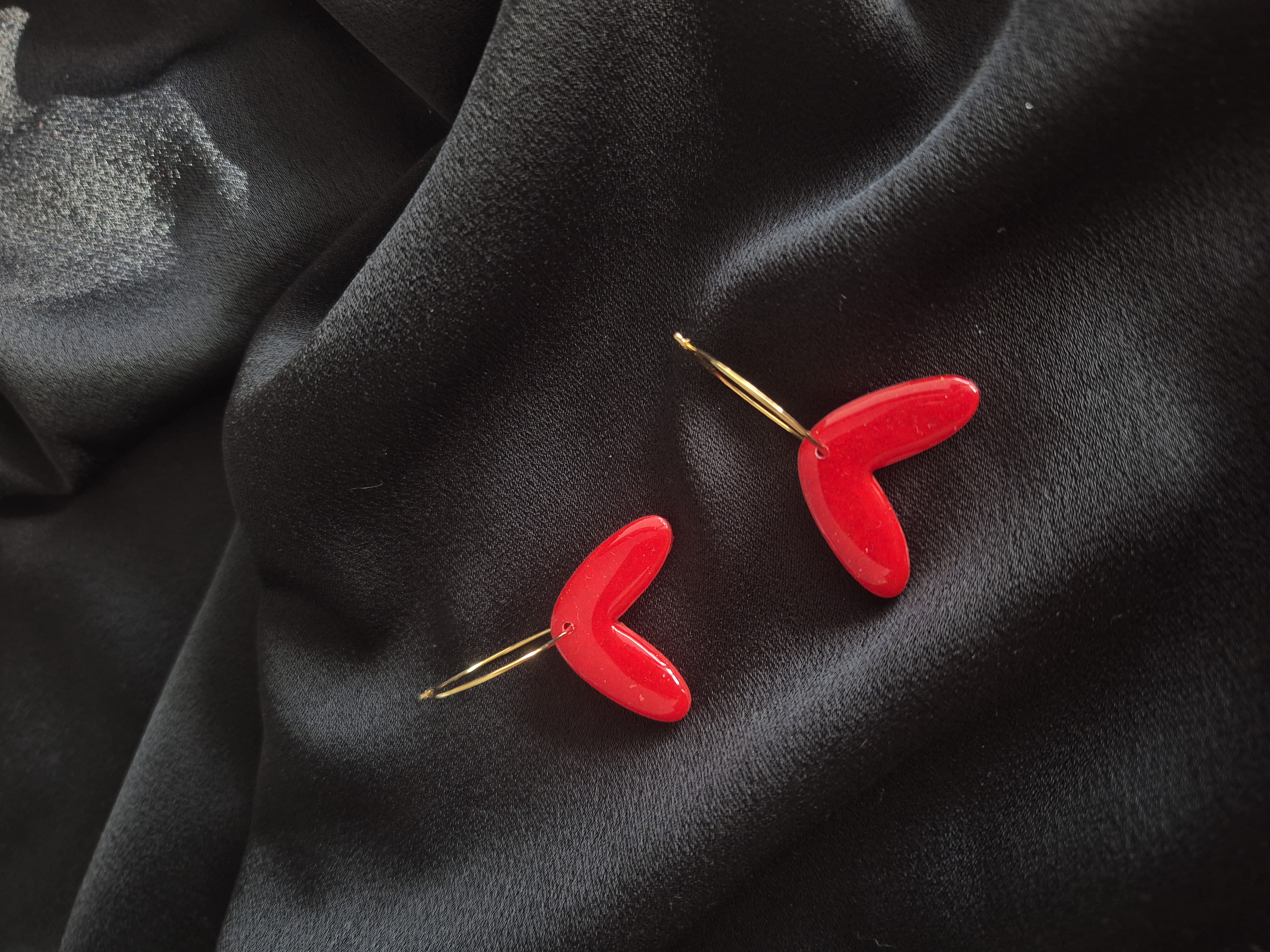 Boucles d'oreilles cœur rouge