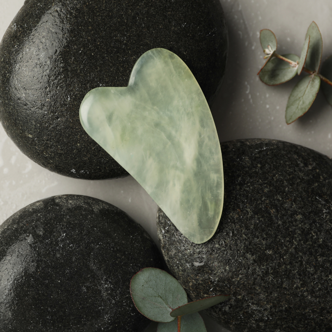 “ Green Jade Heart - Shaped Guasha ”