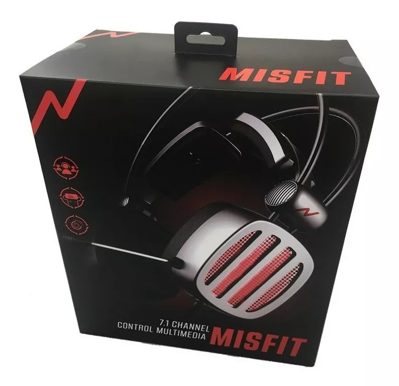 Auriculares Gamer 7.1 Ps4 Pc Con Microfono Led Noga Misfit, Color Gris y luz Roja