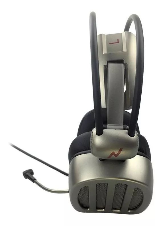 Auriculares Gamer 7.1 Ps4 Pc Con Microfono Led Noga Misfit, Color Gris y luz Roja