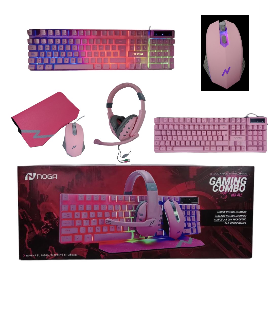 COMBO GAMER NOGA NKB-411 ROSA