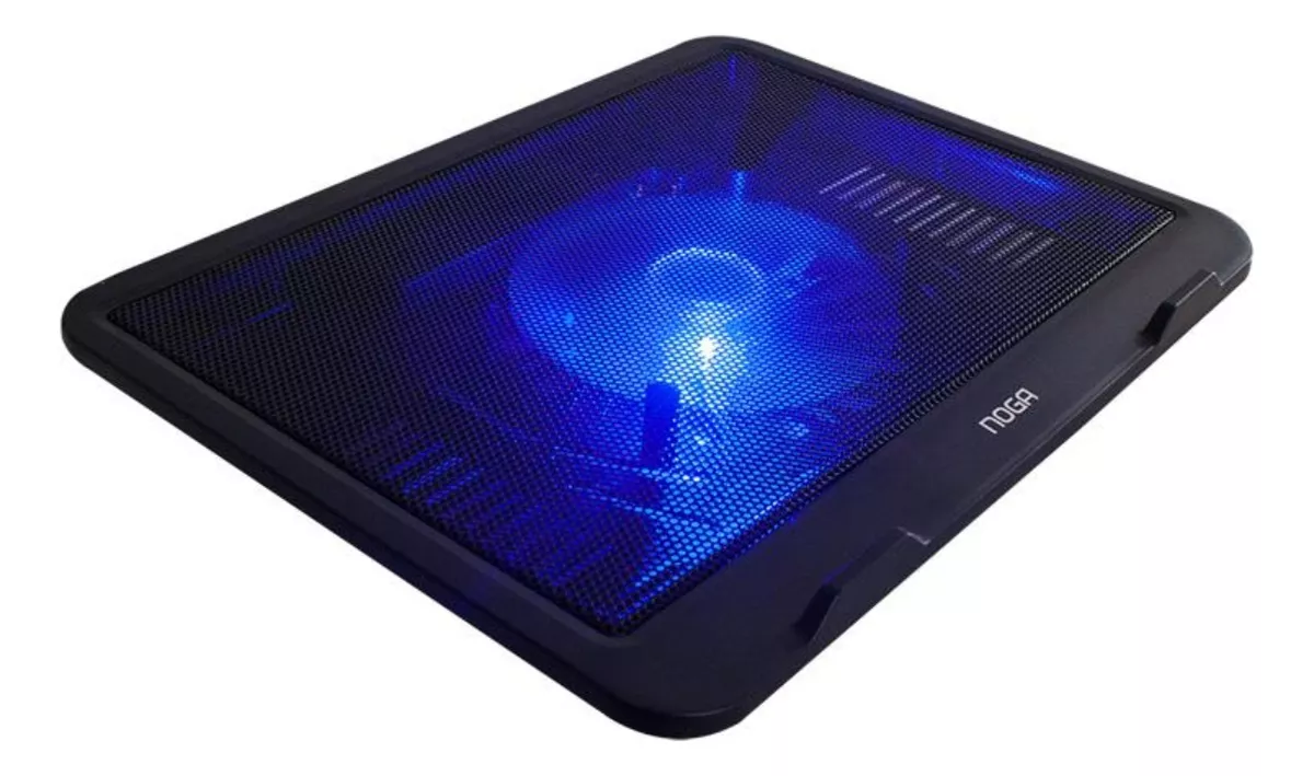 Base Para Notebook 13 A 17 Noga Ng-z019 Color Negro y LED Cooler Azul