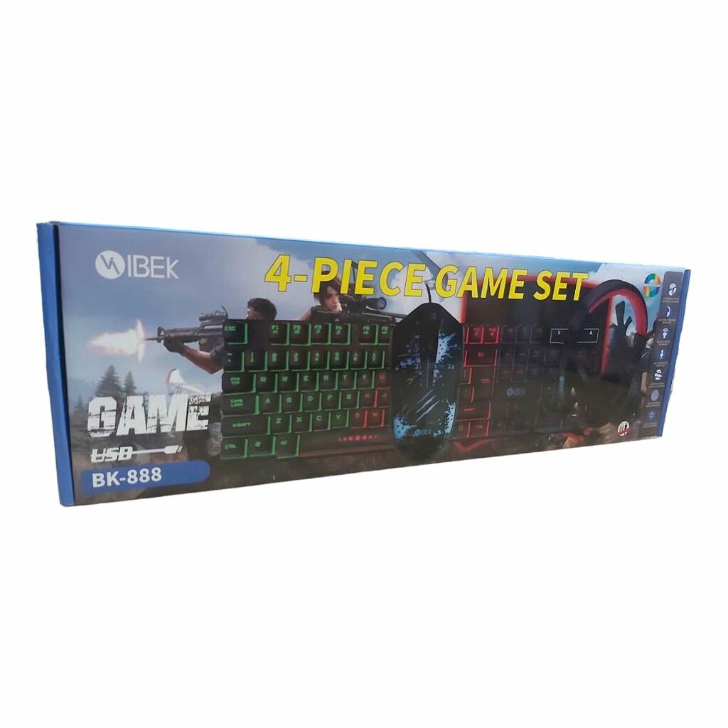 Kit Gamer Teclado + Mouse + Auricular + Pad 4 En 1 Ibek Color del teclado Negro