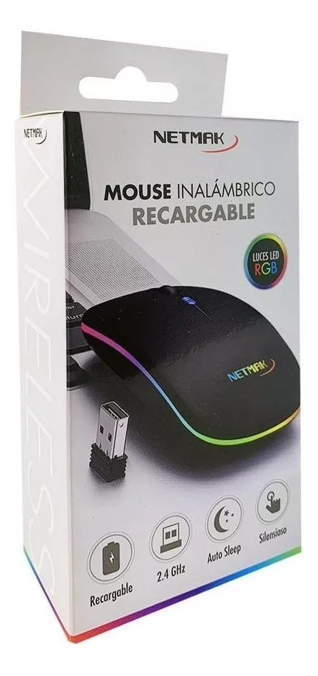 Mouse Inalambrico Usb Pc Notebook Wireless Luces Led Netmak