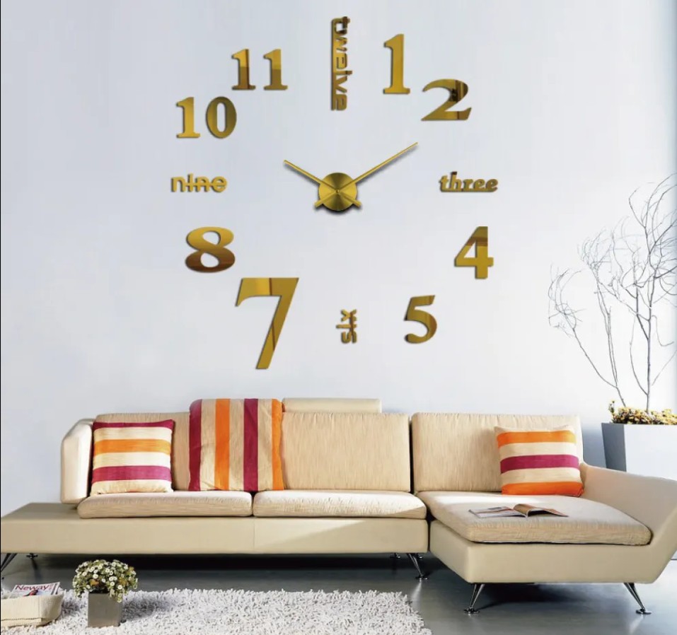 Large acrylic Sticker art clocks wall Home Decorative Living Room DIY 3D Wall Clocks unique luxury quartz wall decor clock