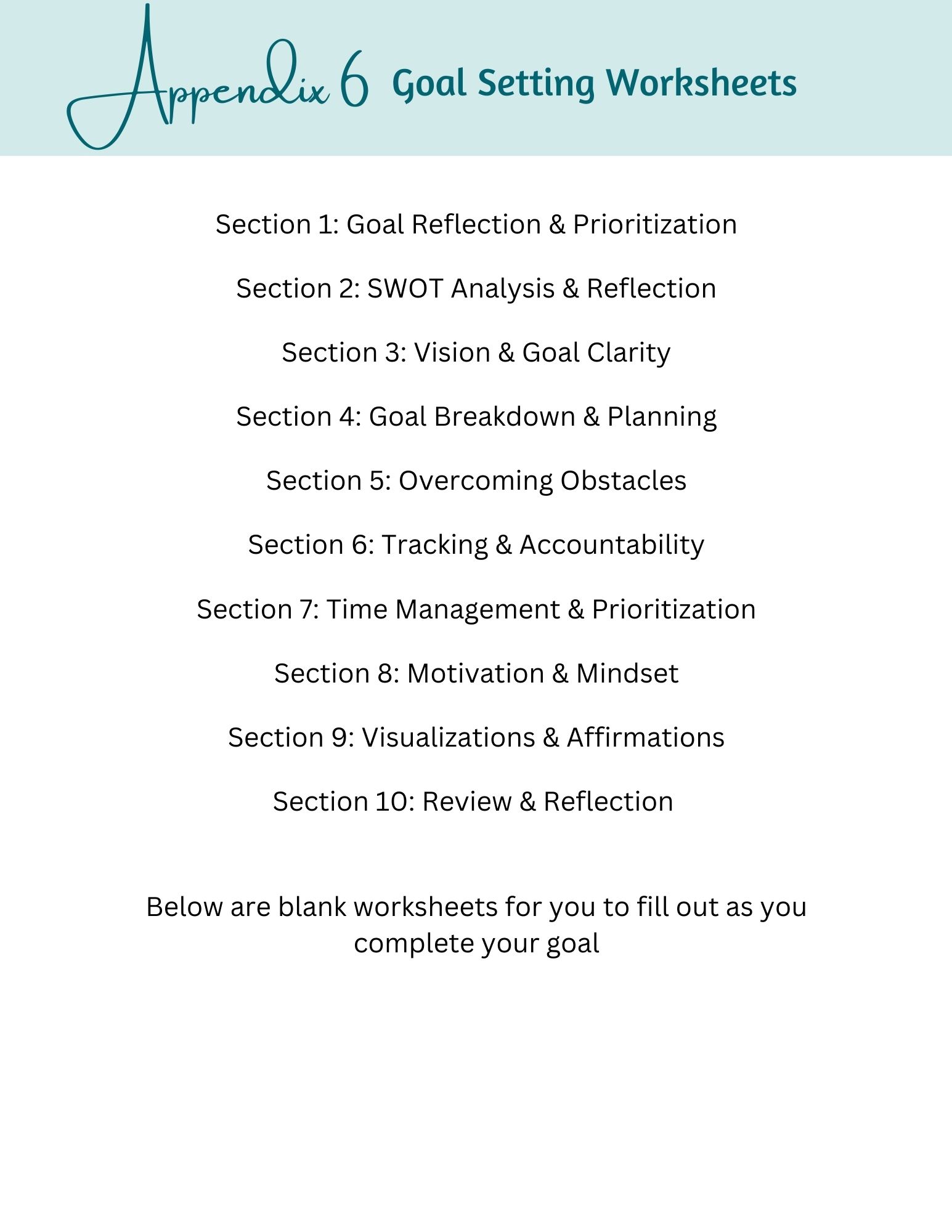 Goal Setting Workbook