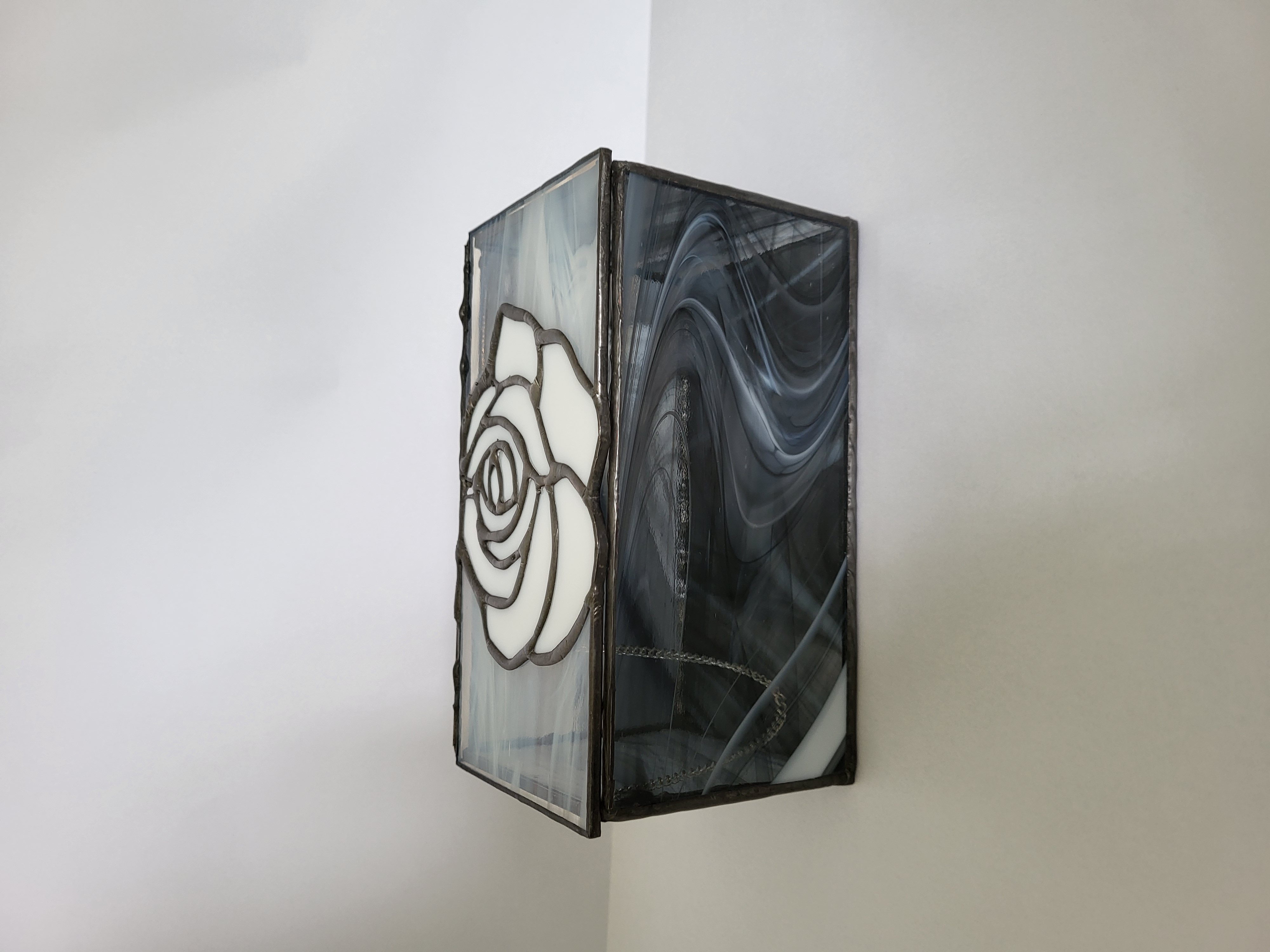 Large Black Baroque/White Rose Trinket Box