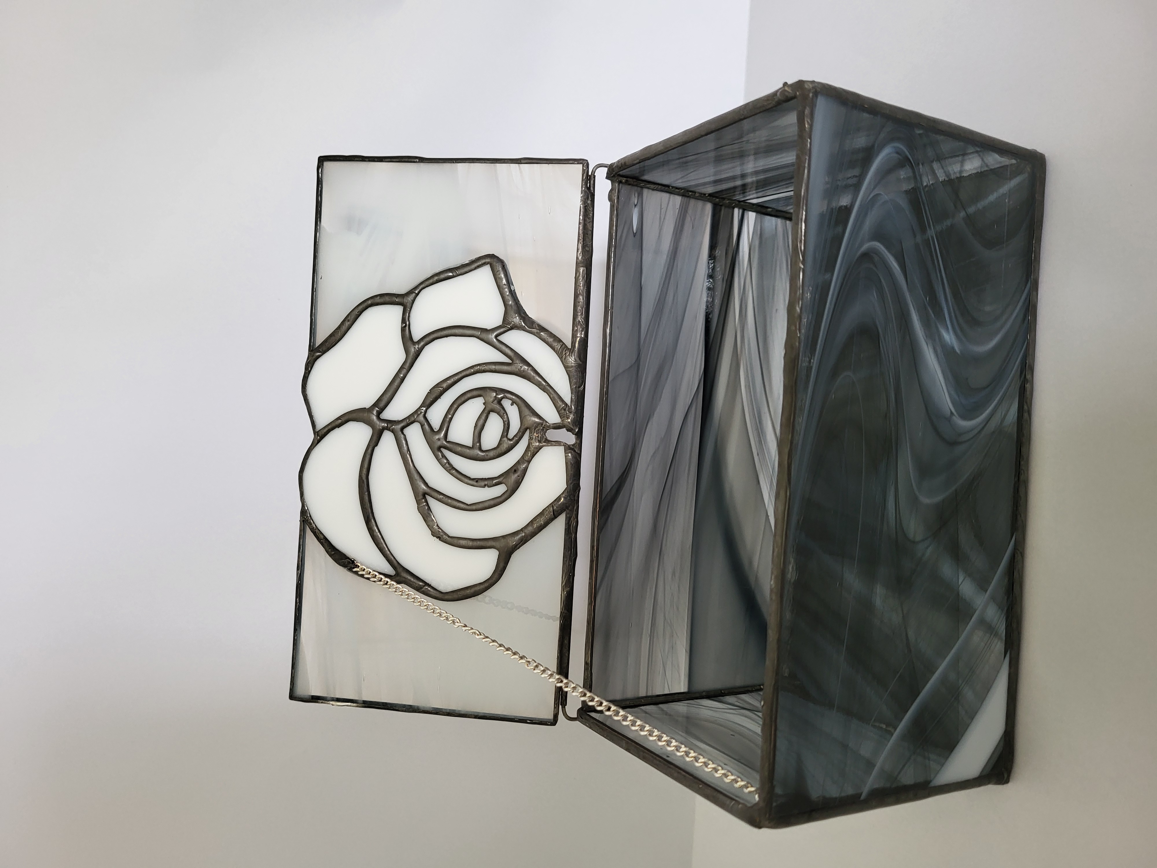 Large Black Baroque/White Rose Trinket Box