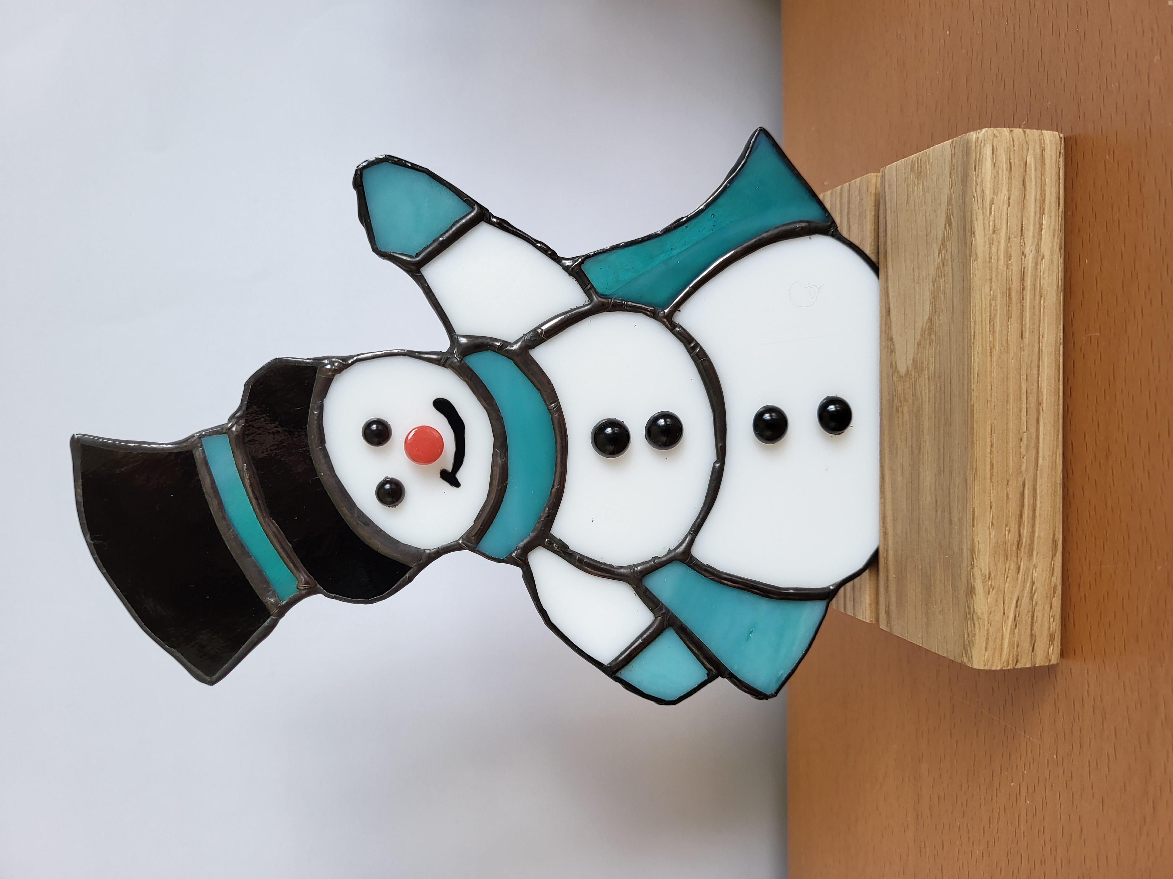 Snowman in top hat with stand