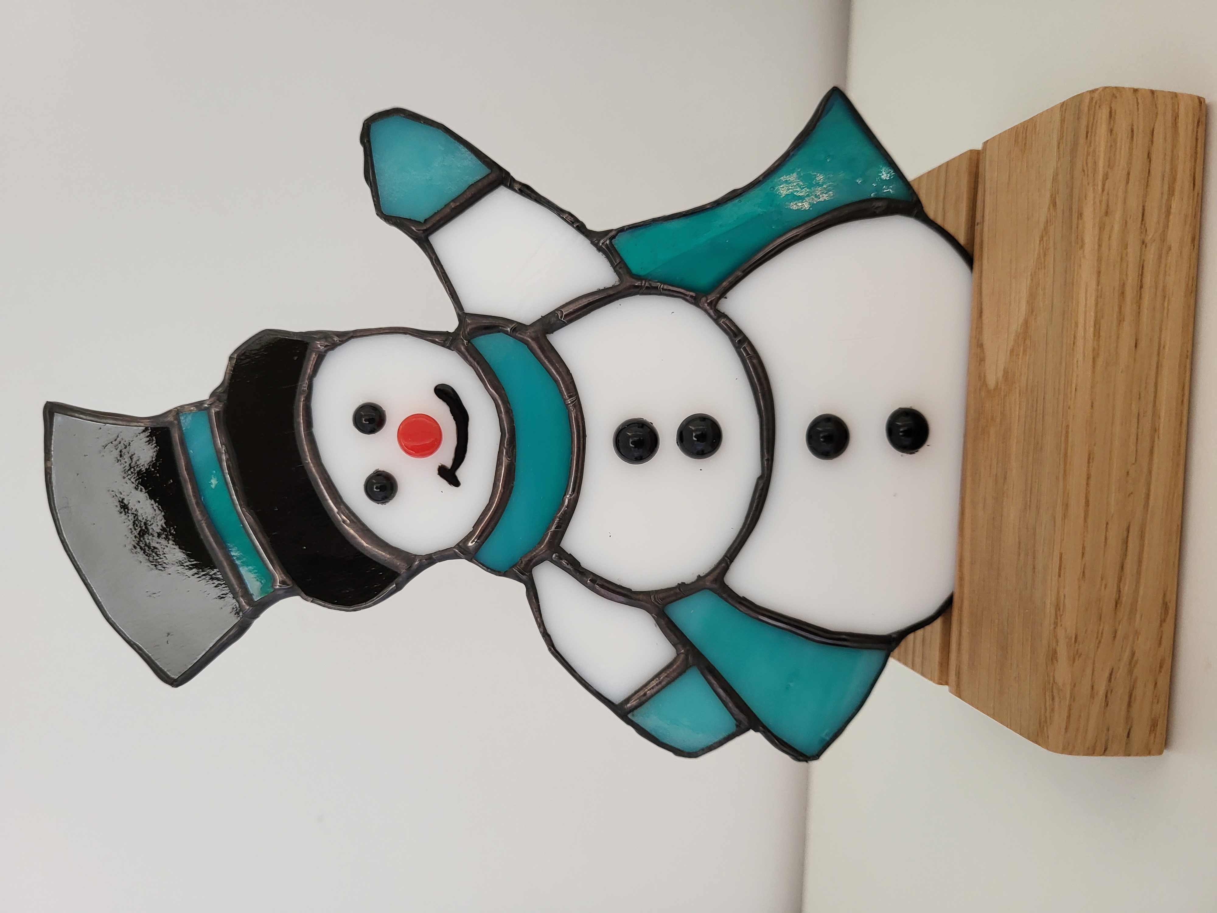 Snowman in top hat with stand